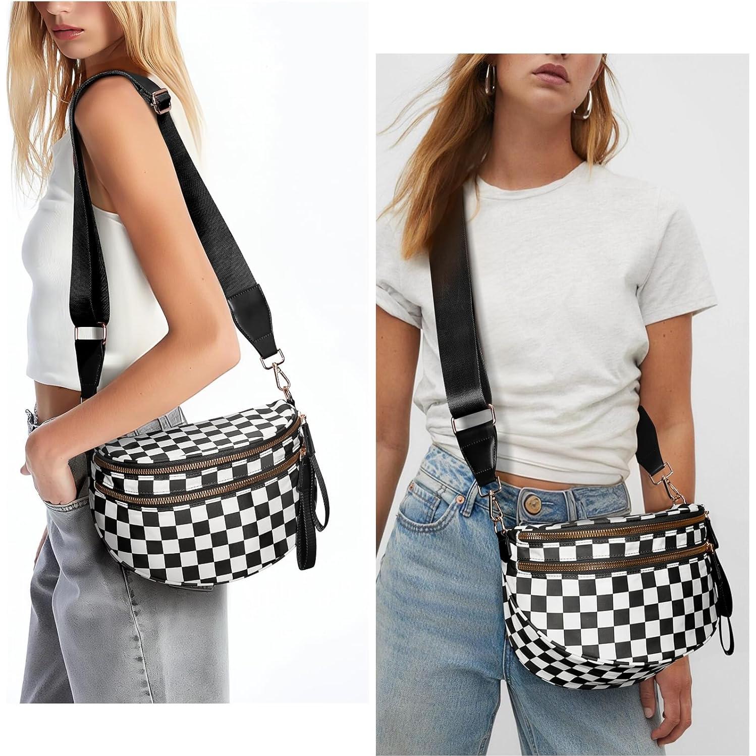 Bolsa de Cintura a Rayas para Mujeres Nylon 28x14x13.5cm