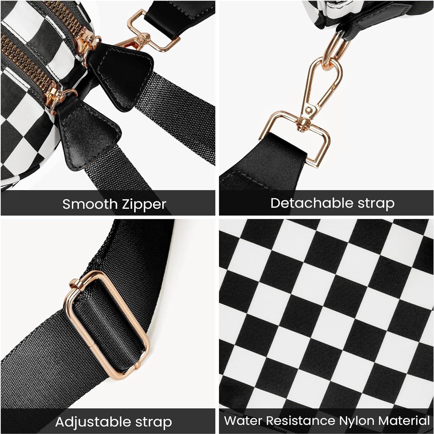 Bolsa de Cintura a Rayas para Mujeres Nylon 28x14x13.5cm