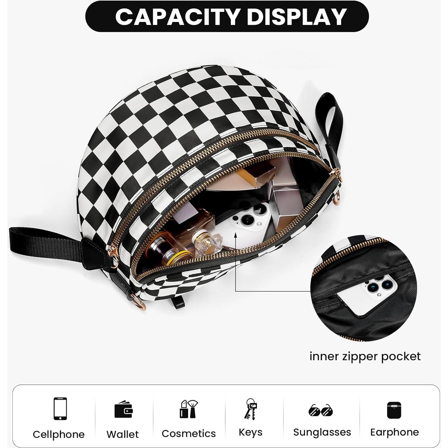 Bolsa de Cintura a Rayas para Mujeres Nylon 28x14x13.5cm