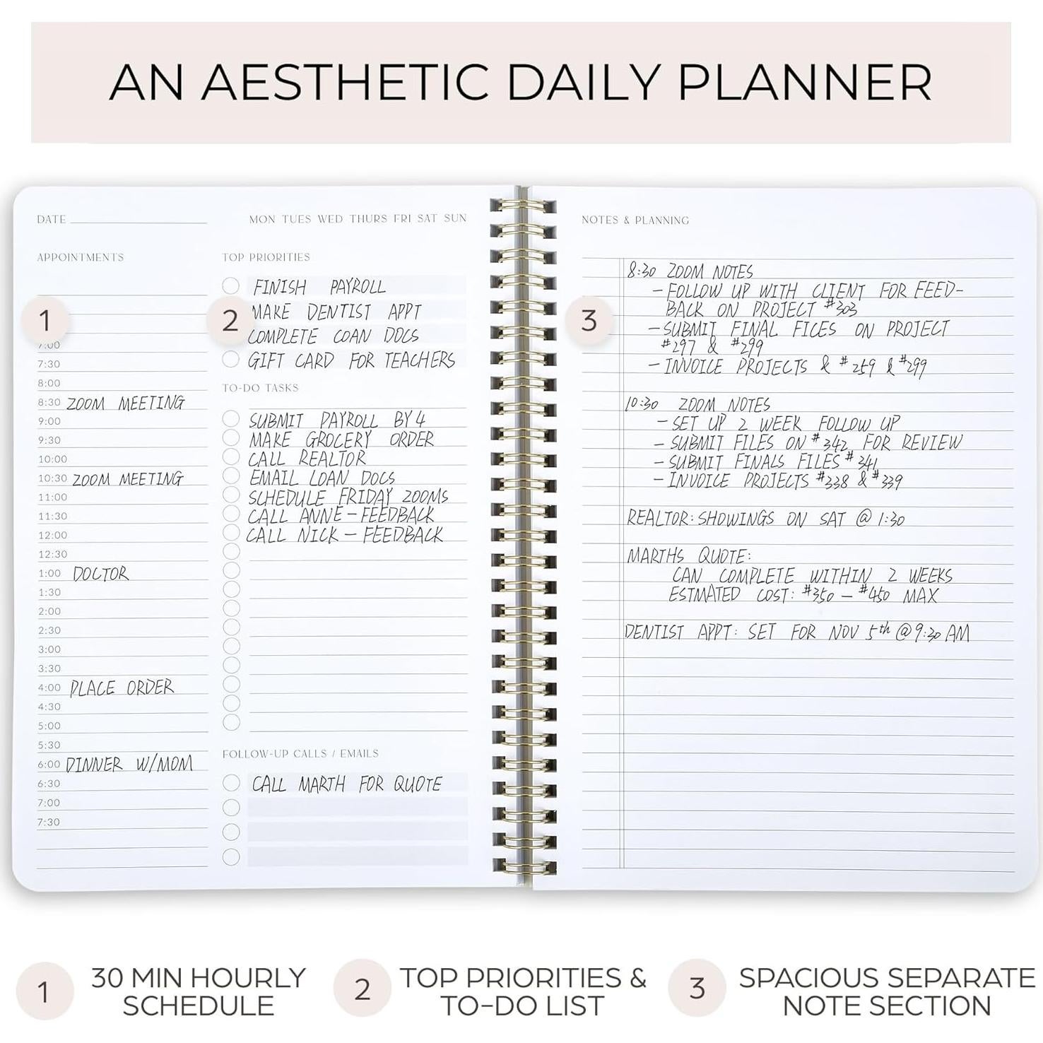 Planificador Diario ZICOTO Beige 160 Páginas Sin Fecha