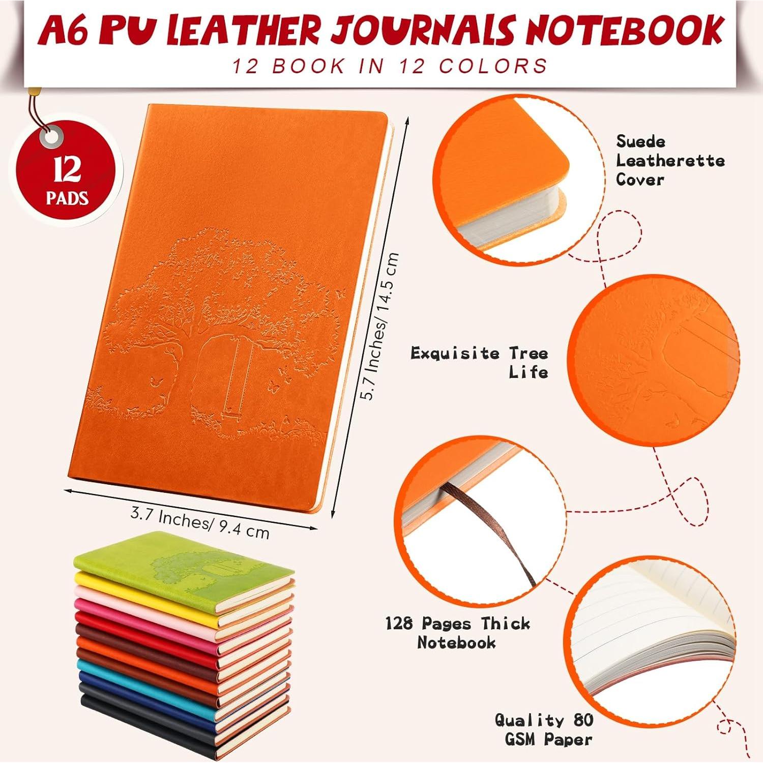 Cuadernos A6 TaoBary 12 Pcs PU Cuero Coloridos 128 Páginas