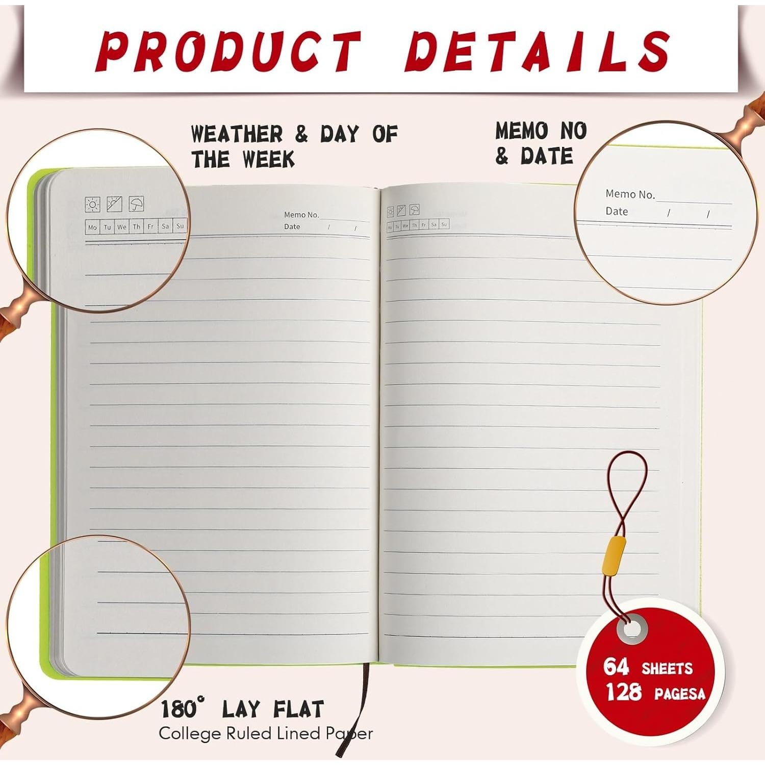 Cuadernos A6 TaoBary 12 Pcs PU Cuero Coloridos 128 Páginas