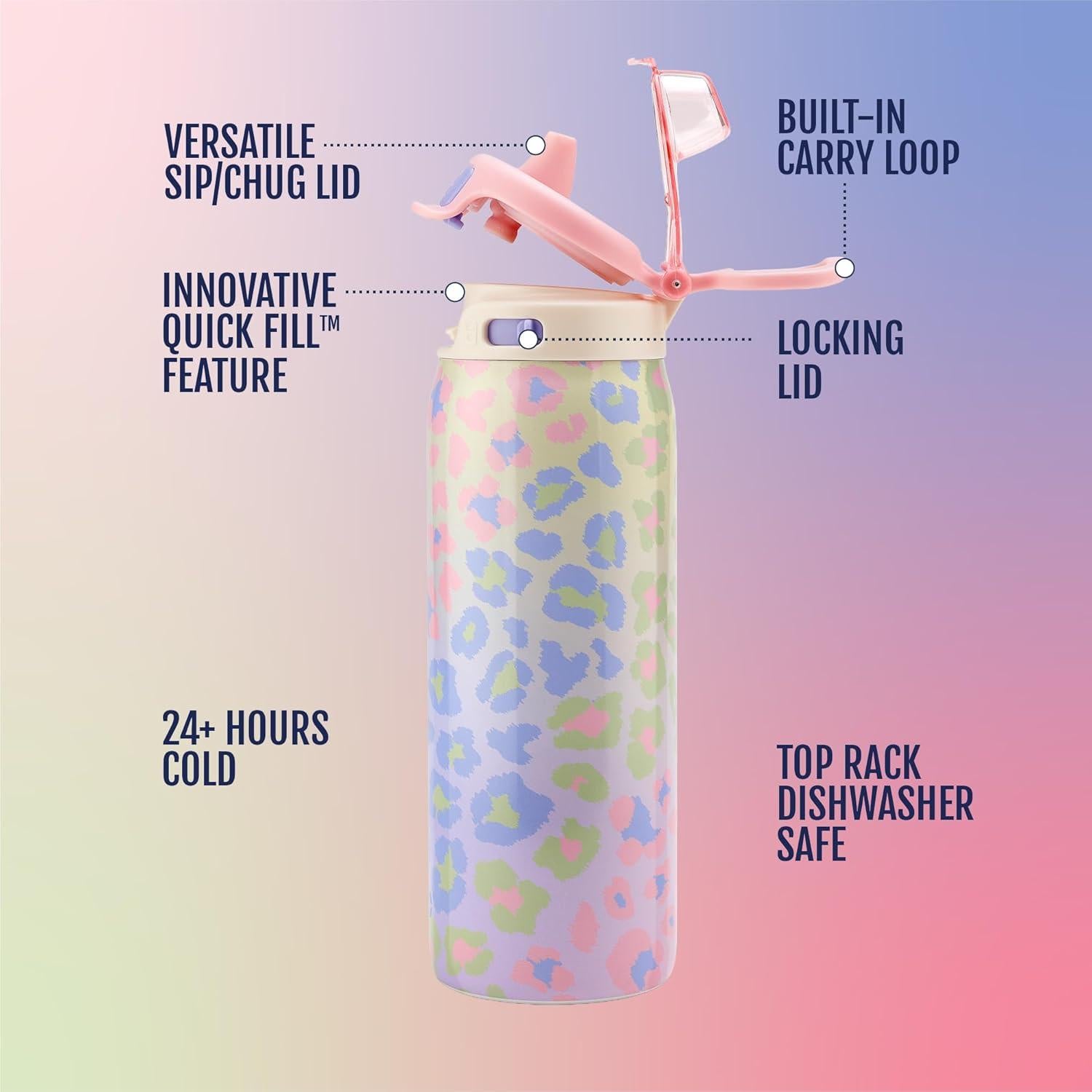 Botella de Agua Ello Kids Pop & Fill 532ml Acero Inoxidable