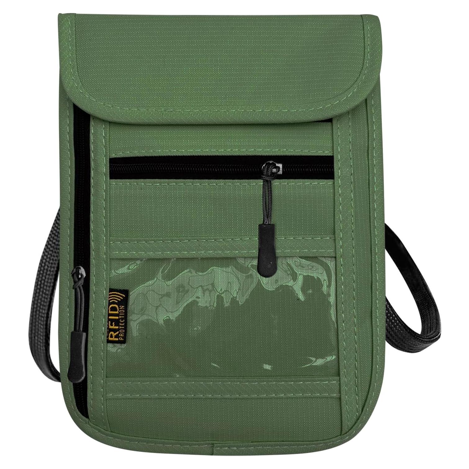 Bolsillo de Cuello Antirrobo DEEZOMO Verde Militar 20x15cm