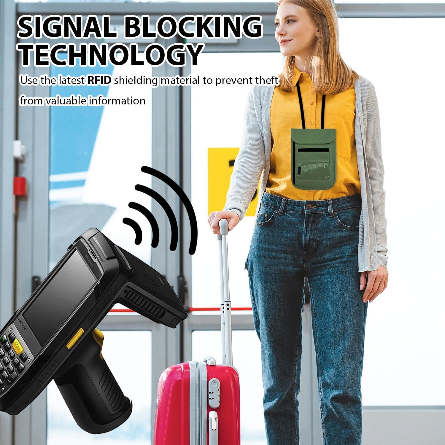 Bolsillo de Cuello Antirrobo DEEZOMO Verde Militar 20x15cm