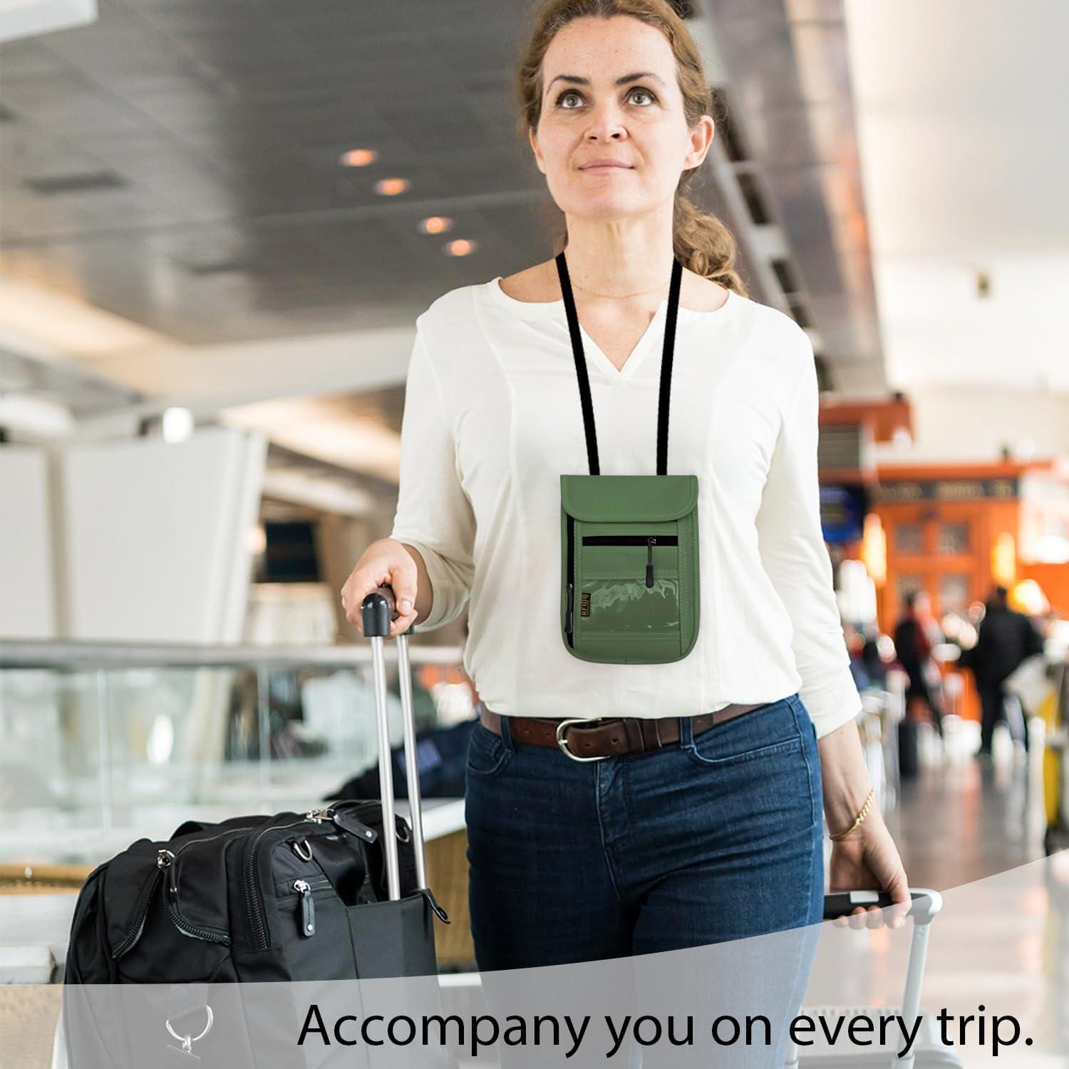 Bolsillo de Cuello Antirrobo DEEZOMO Verde Militar 20x15cm