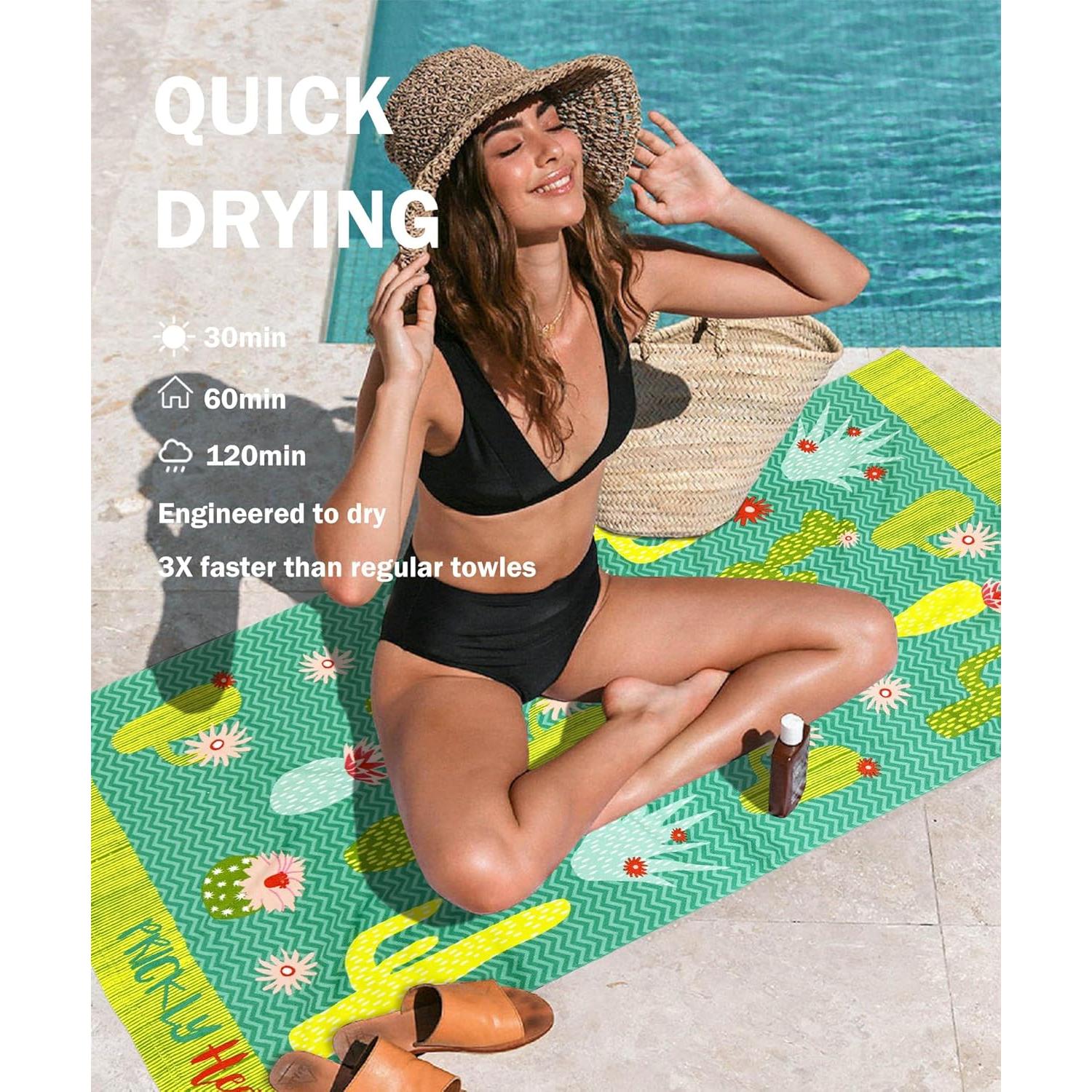 Toalla de Playa Microfibra Cabanana 60x30 Pulgadas Cactus