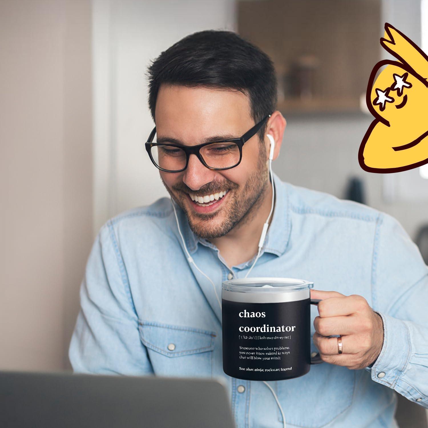 Taza de Viaje KLUBI 14oz Negra Aislada para Hombres