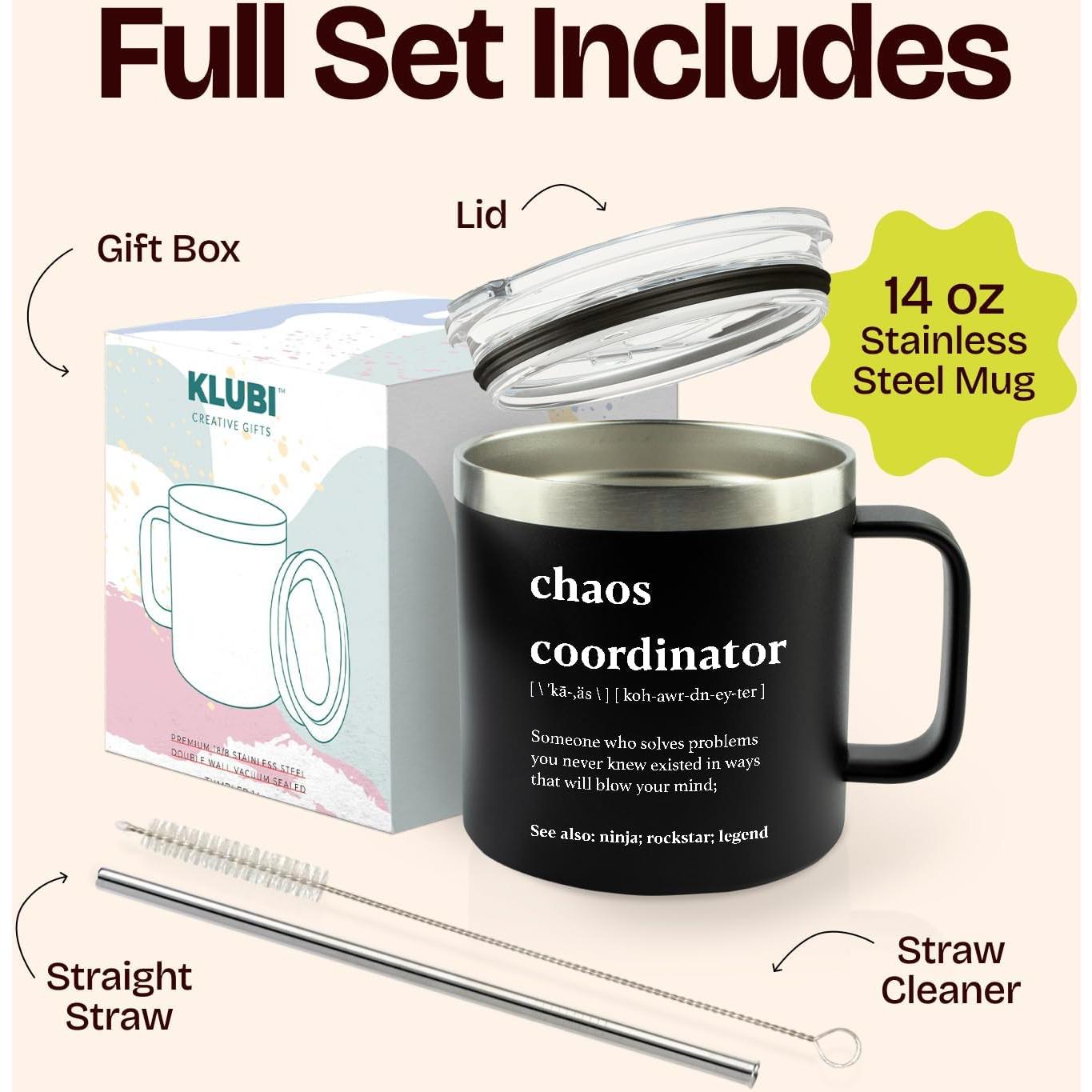 Taza de Viaje KLUBI 14oz Negra Aislada para Hombres