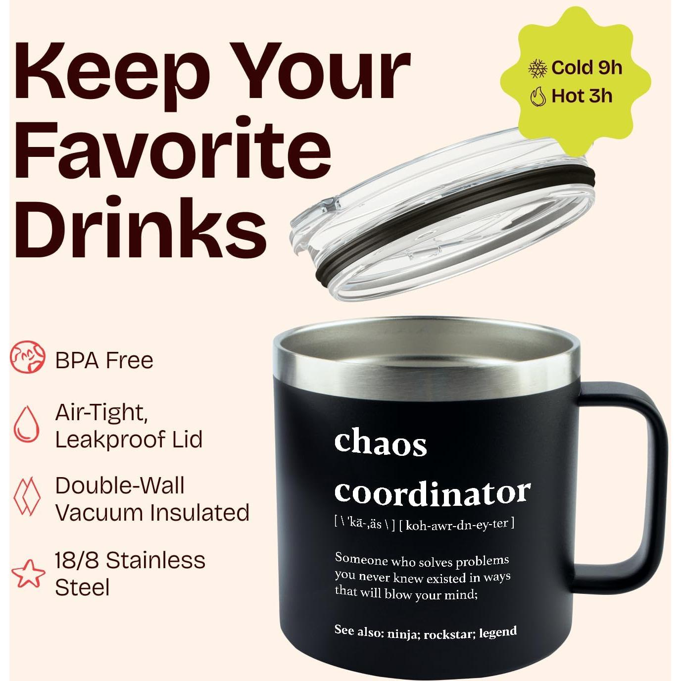 Taza de Viaje KLUBI 14oz Negra Aislada para Hombres