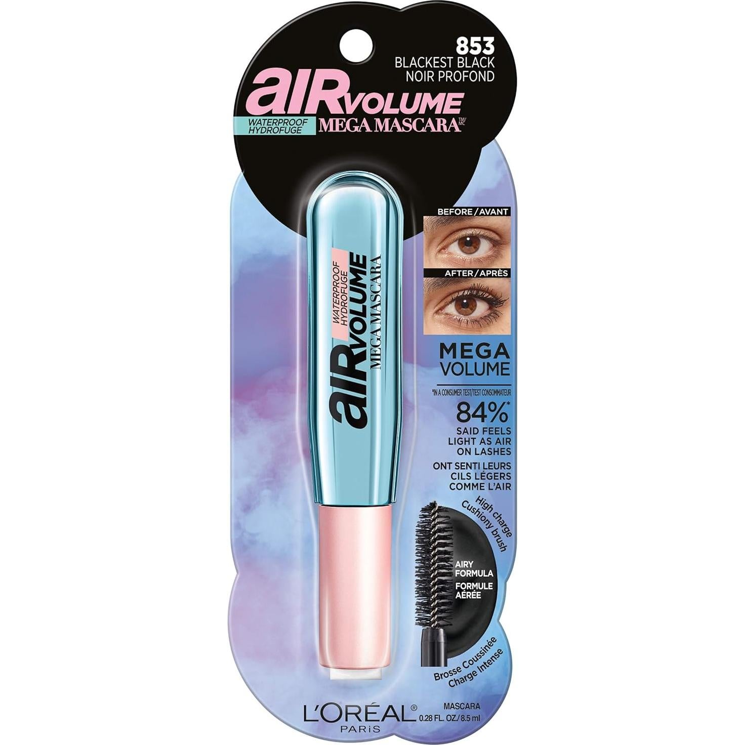 Máscara Mega Volumen Air Volume L'Oreal Paris 8.3 ml Negro