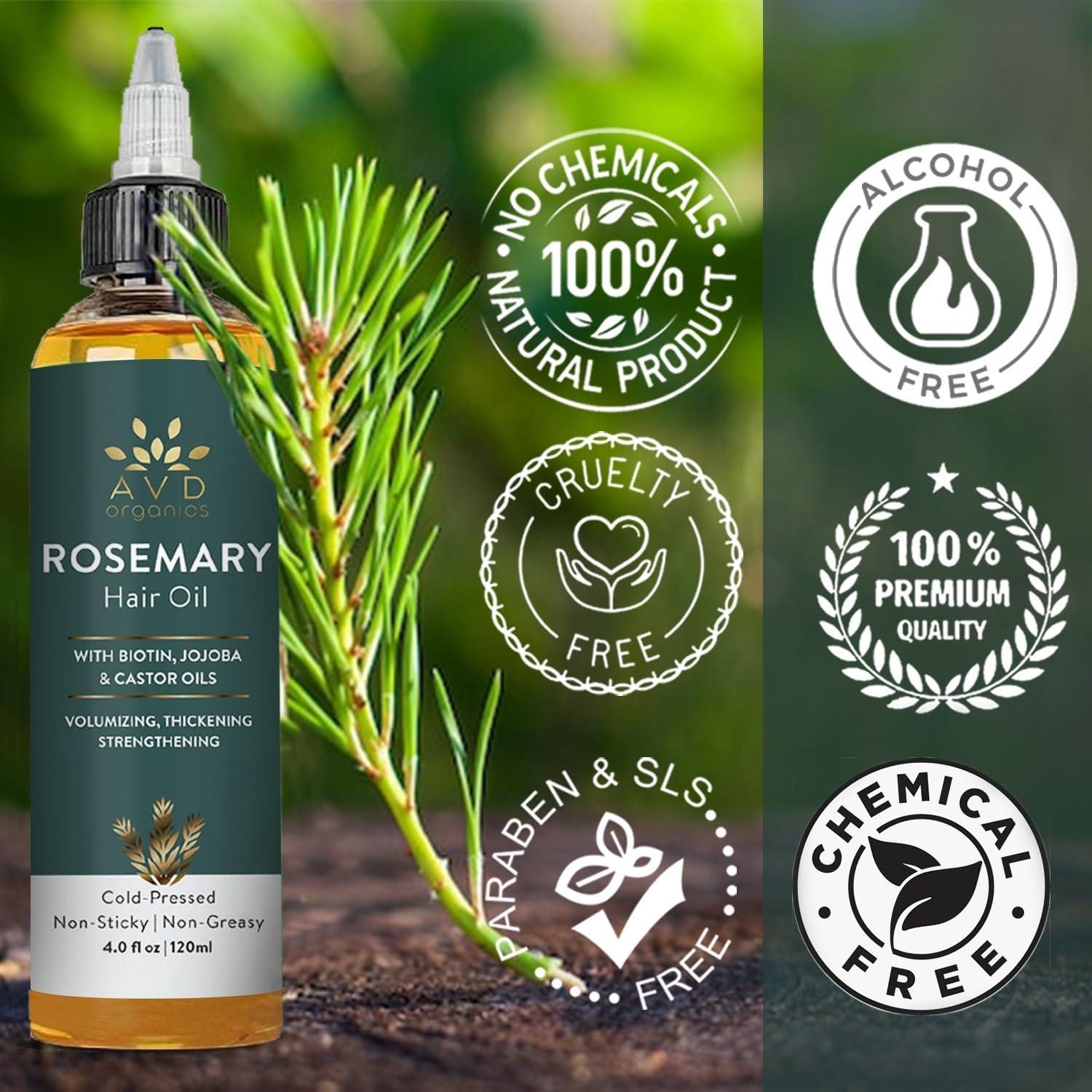 Aceite de Romero AVD Organics 120 ml - Crecimiento y Fortalecimiento del Cabello