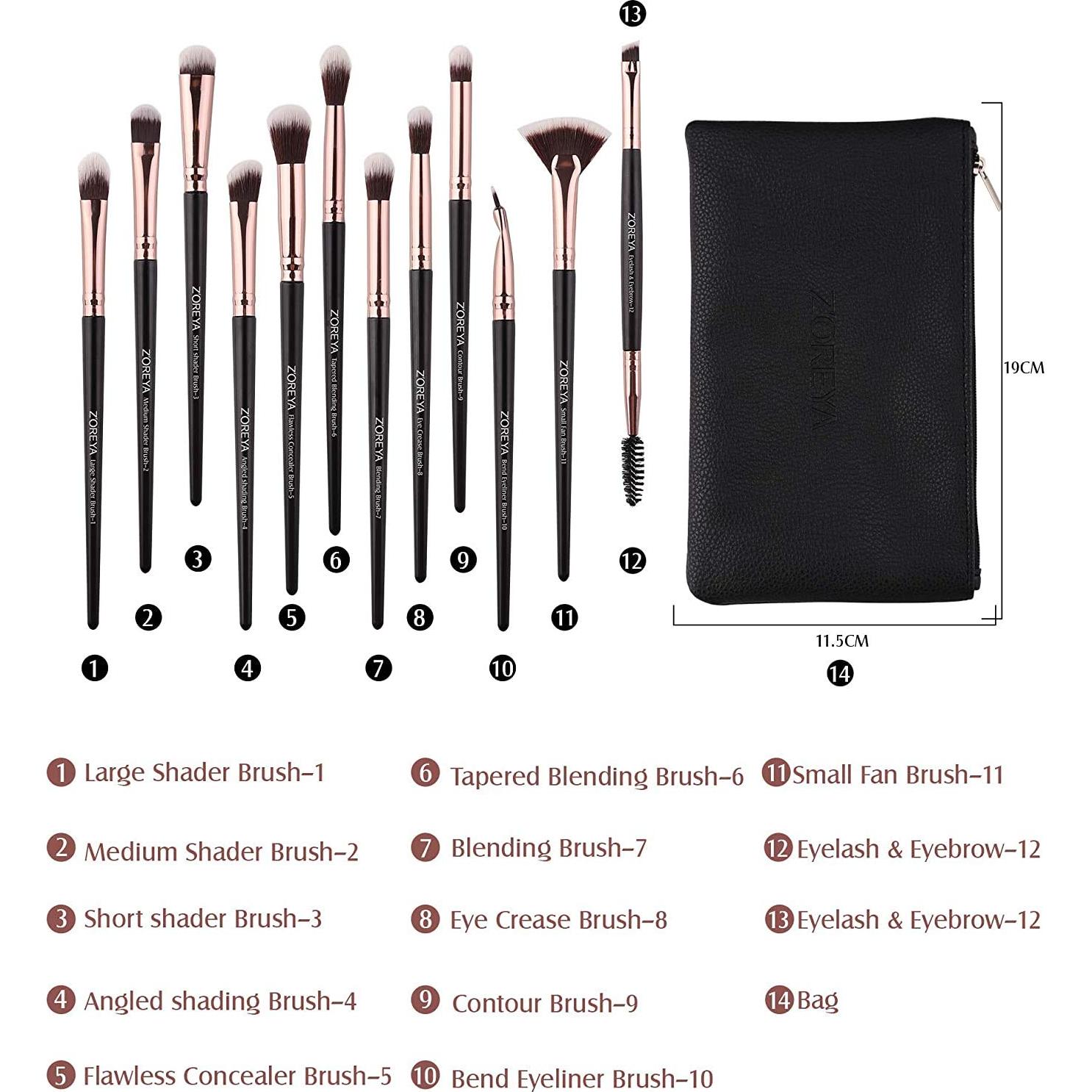 Conjunto de Pinceles de Maquillaje para Ojos Z'OREYA 12 Pcs
