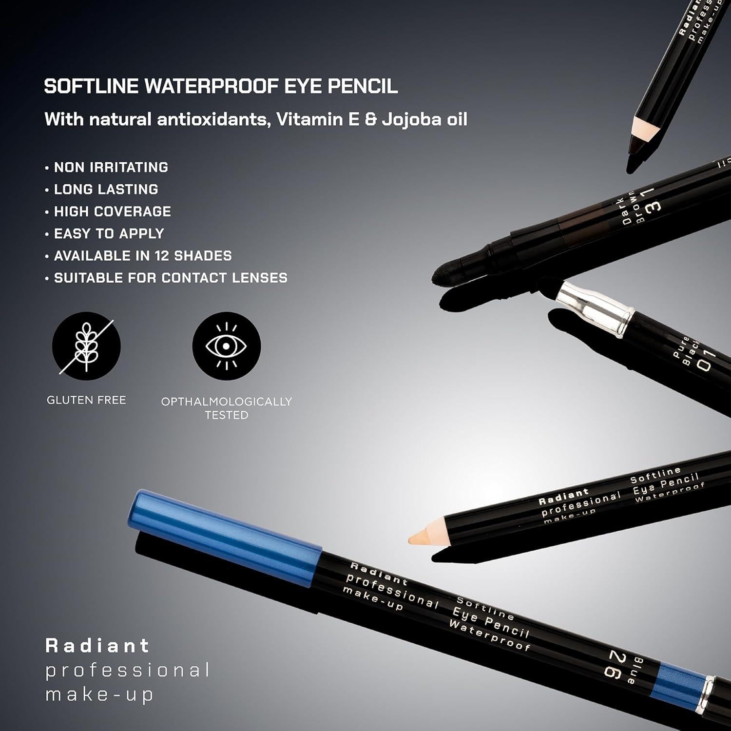 Lápiz de Eyeliner Negro Impermeable Radiant - Larga Duración