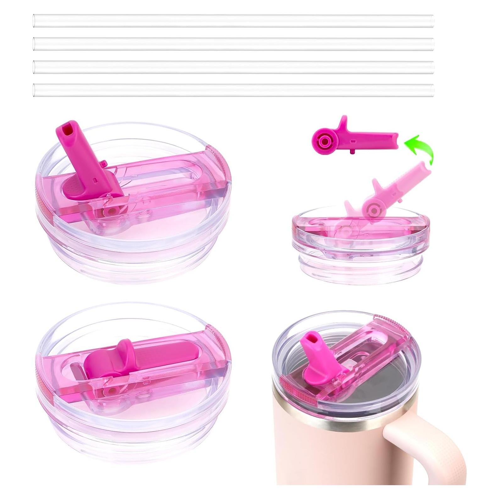 Tapa de Popote Flip Kurotel 40oz Rosa Rojo - Paquete de 2