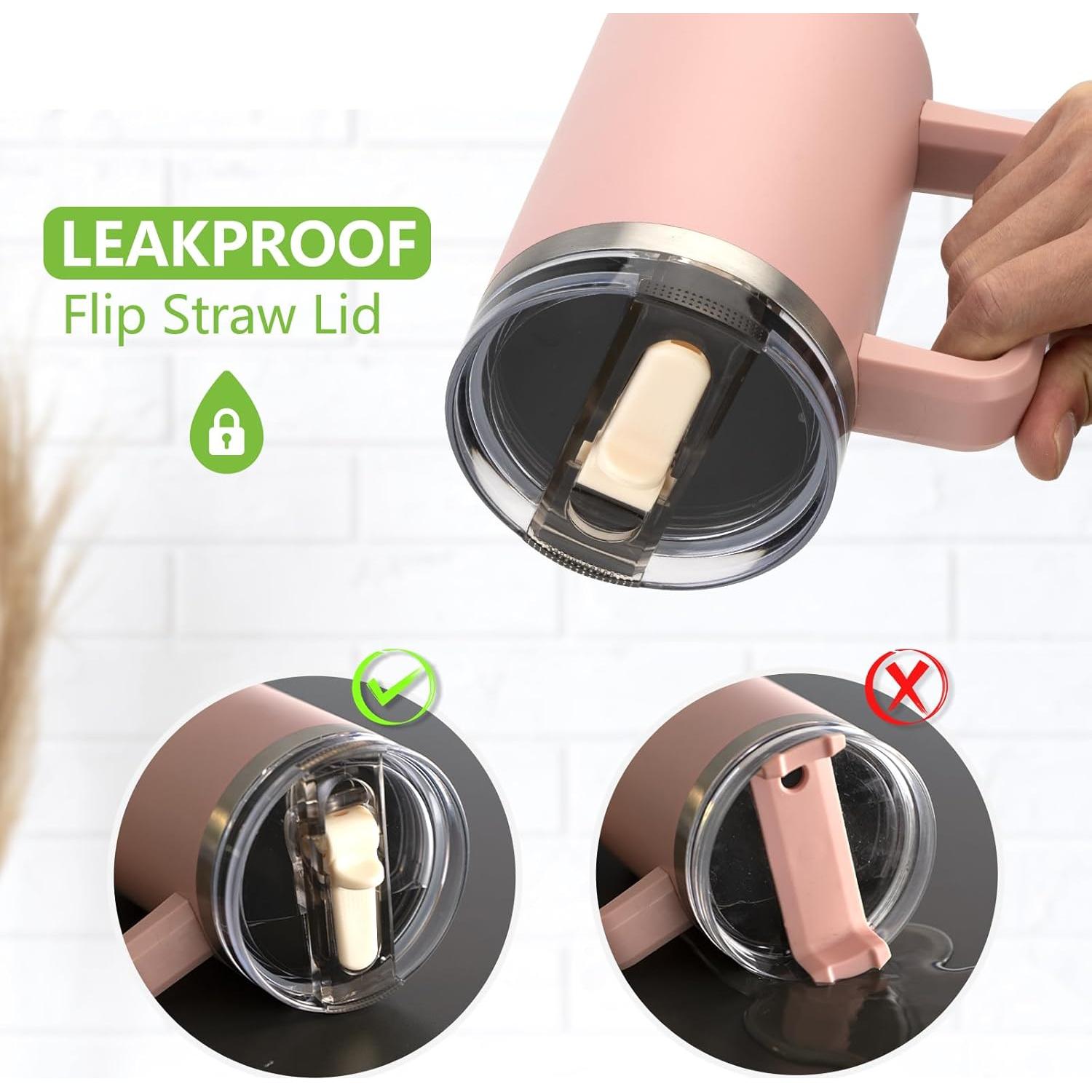 Tapa de Popote Flip Kurotel 40oz Rosa Rojo - Paquete de 2