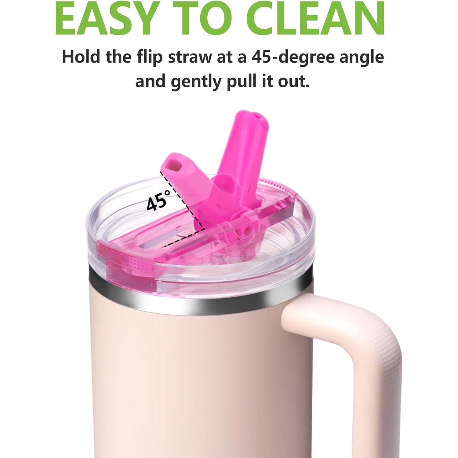 Tapa de Popote Flip Kurotel 40oz Rosa Rojo - Paquete de 2