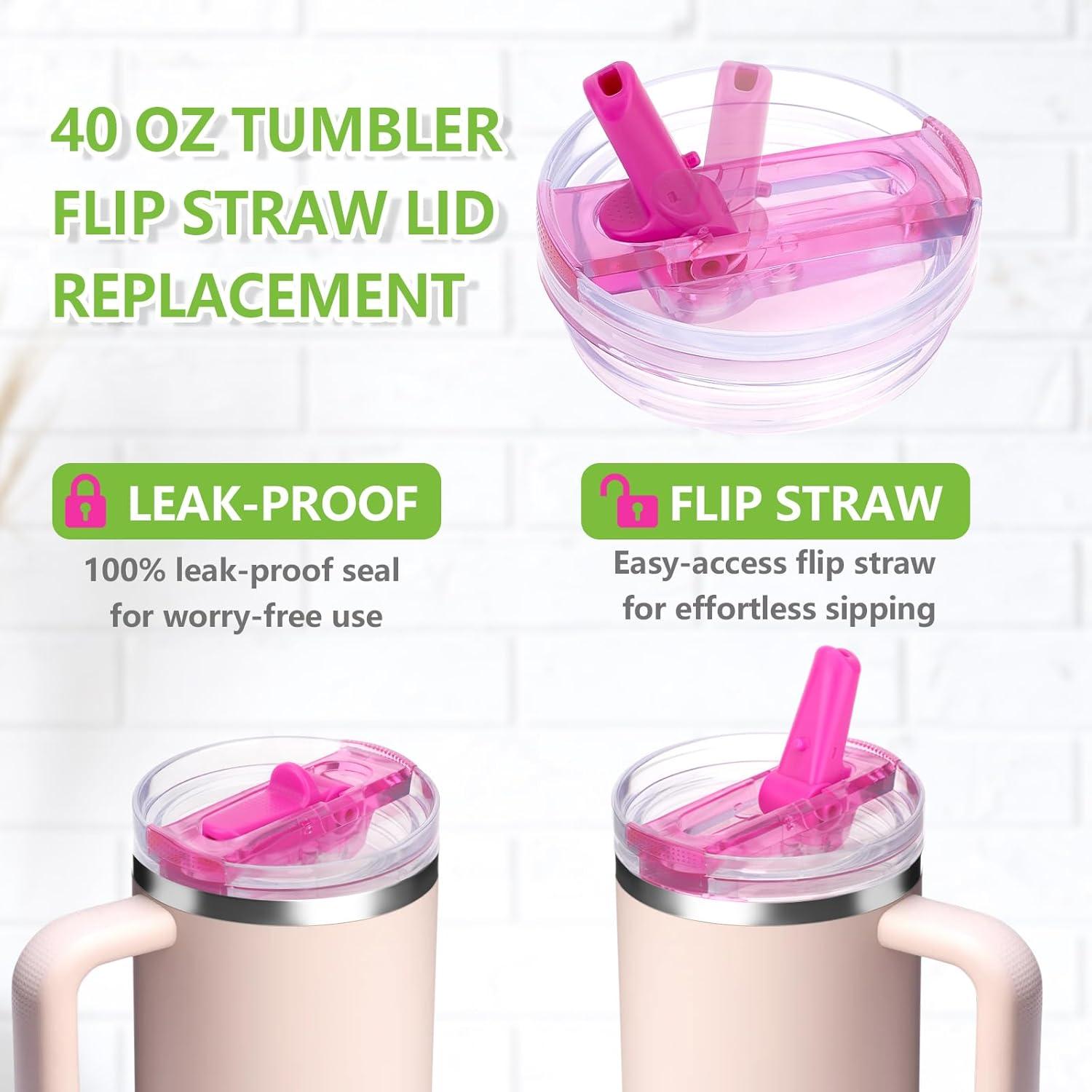 Tapa de Popote Flip Kurotel 40oz Rosa Rojo - Paquete de 2