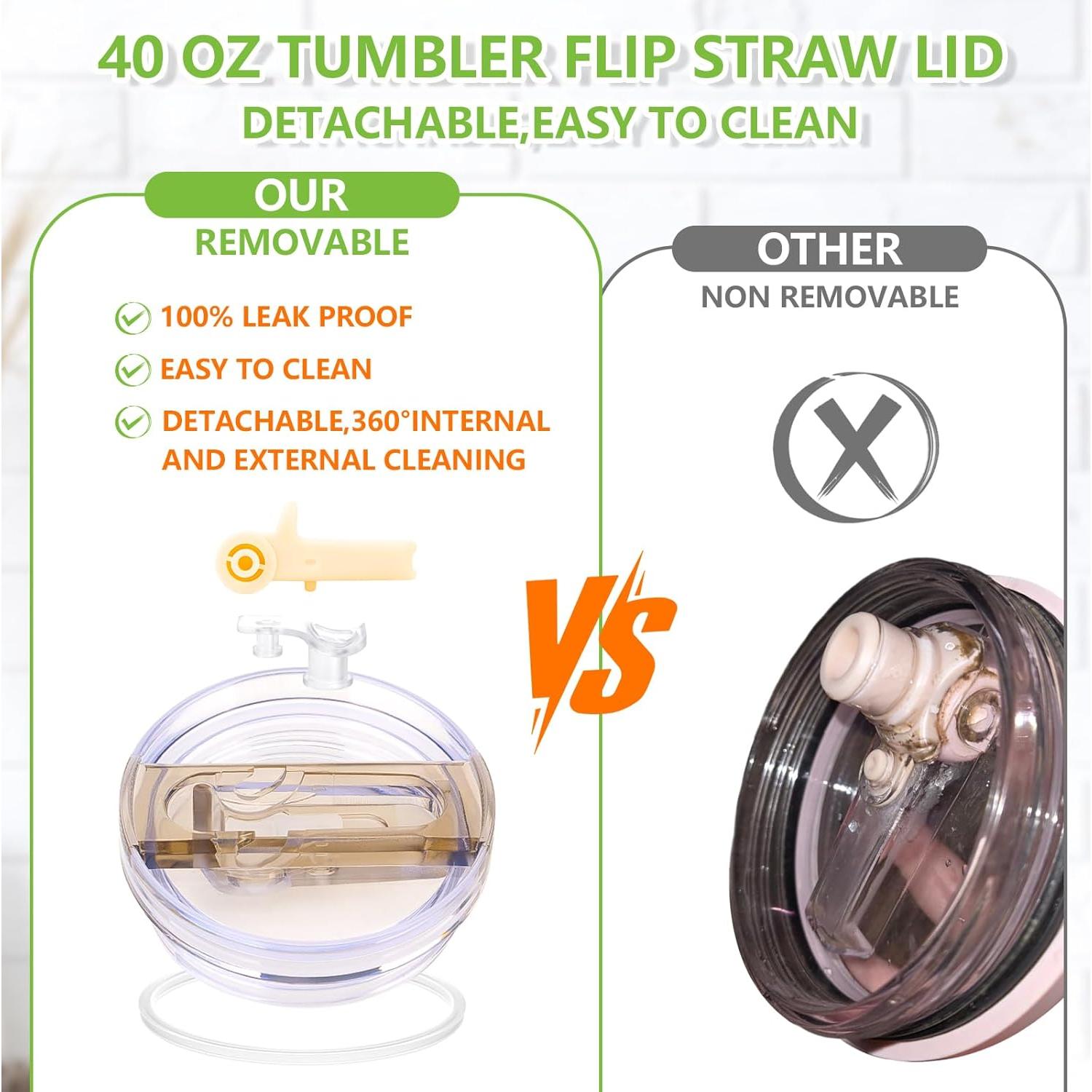 Tapa de Popote Flip Kurotel 40oz Rosa Rojo - Paquete de 2