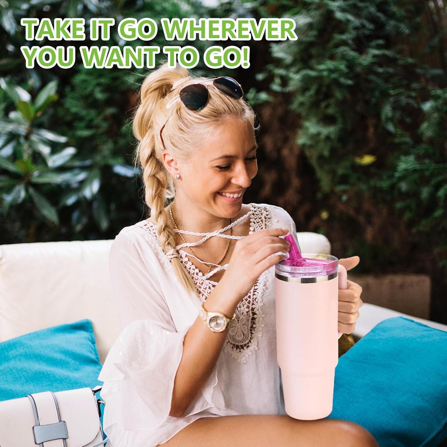 Tapa de Popote Flip Kurotel 40oz Rosa Rojo - Paquete de 2