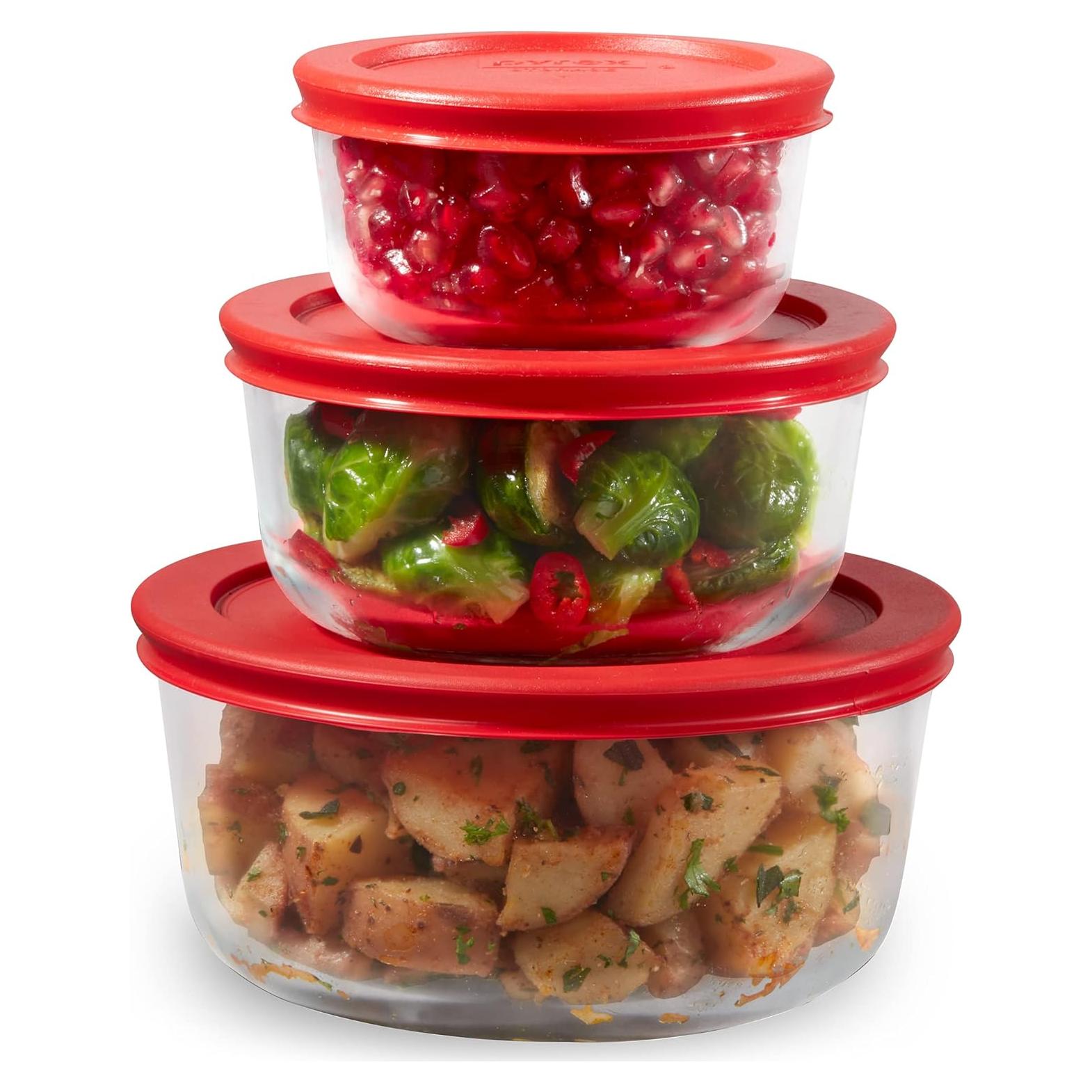 Juego de Contenedores de Almacenamiento Pyrex 6 Piezas Vidrio 1-2-4 Tazas