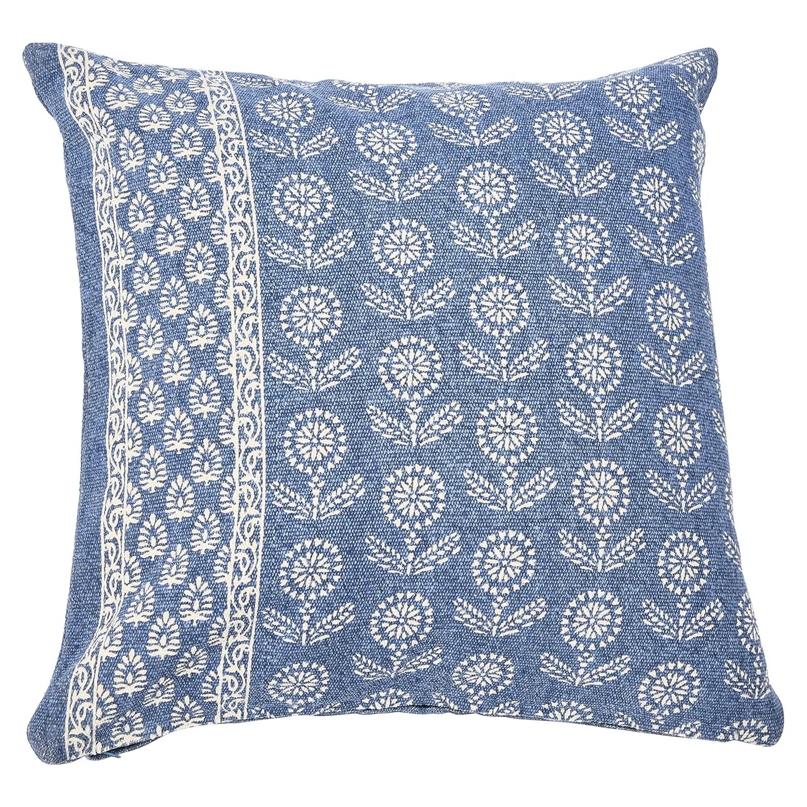 Funda de Almohada Decorativa Cuadrada Creative Co-Op Floral 50.8 cm Azul