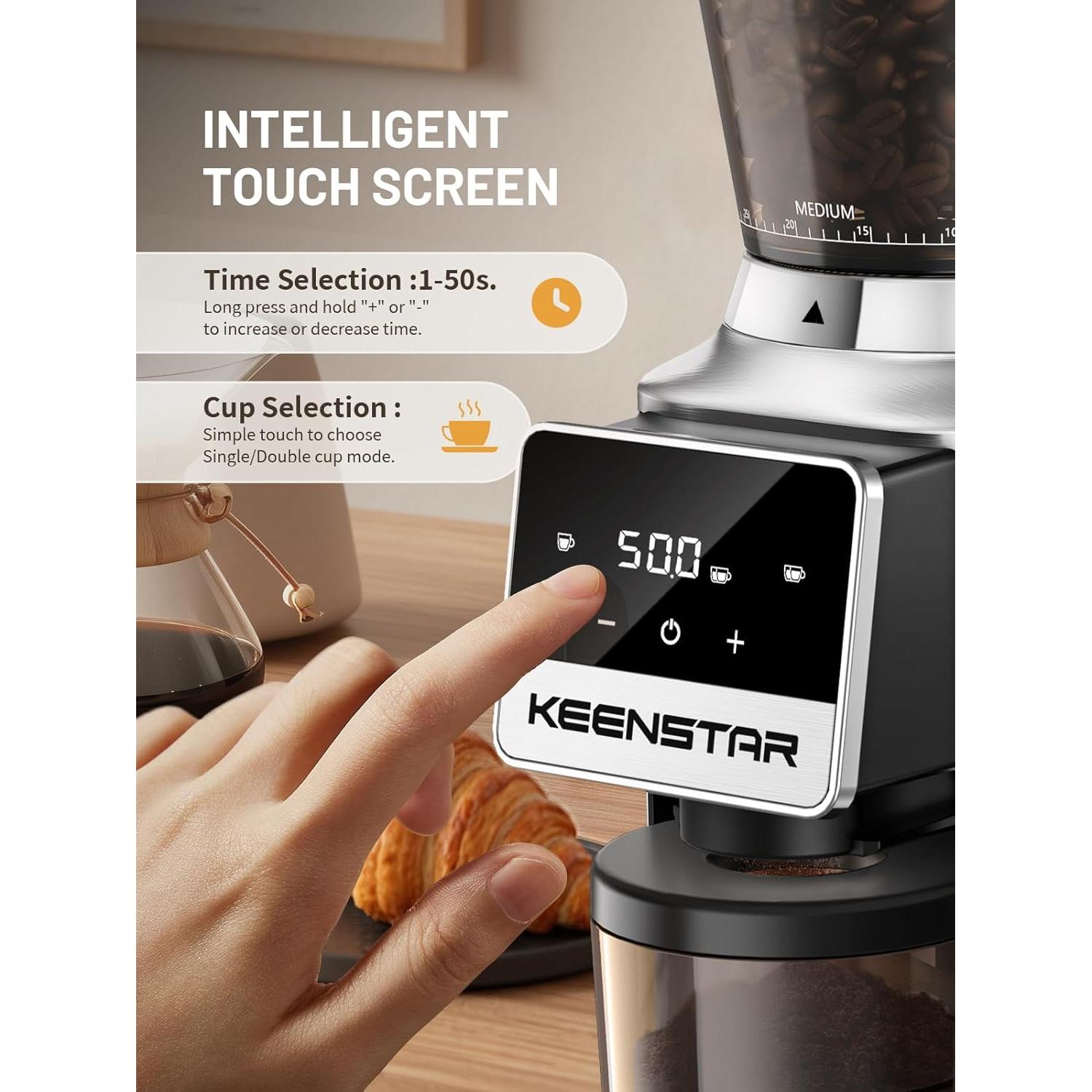 Molinillo de café Keenstar CG-180 con muelas cónicas 34 niveles