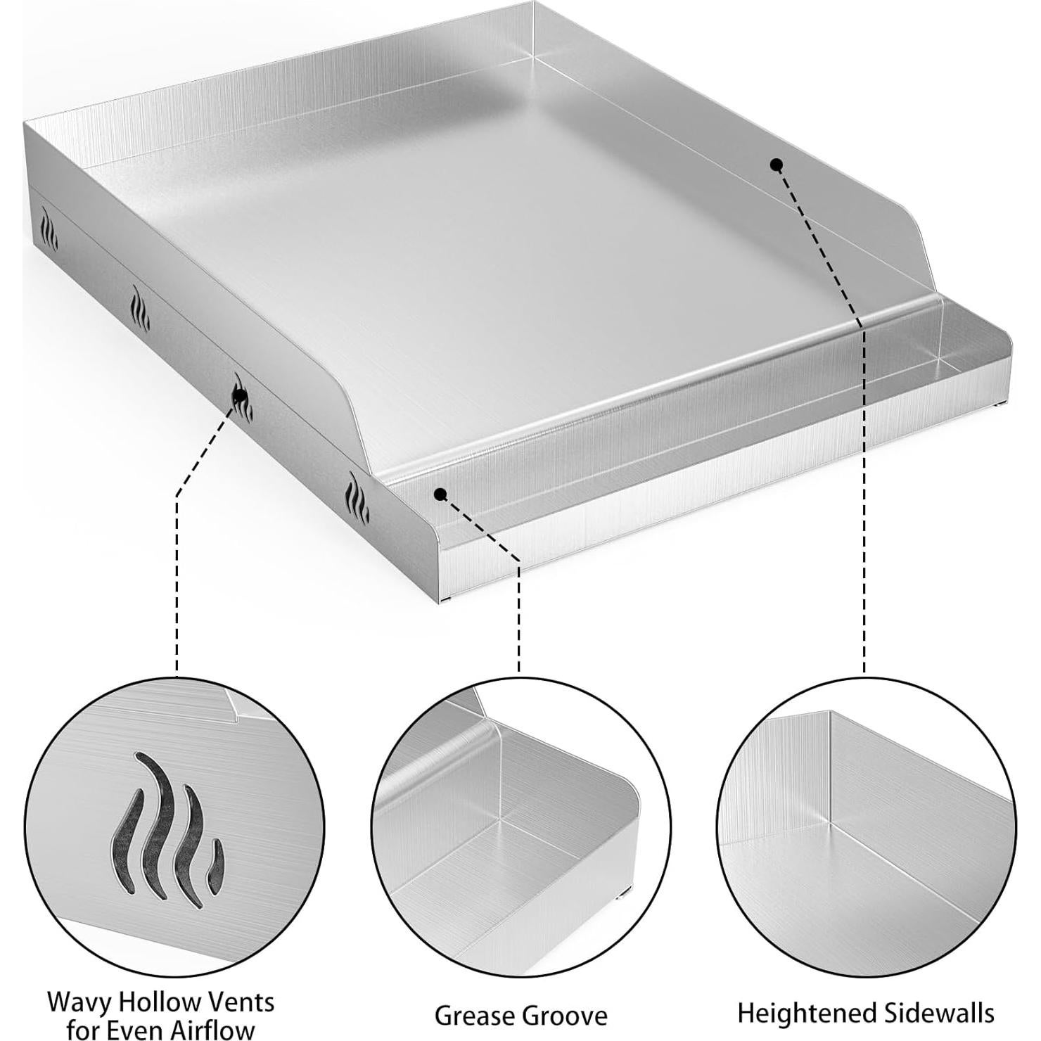 Plancha de Acero Inoxidable Onlyfire para BBQ 31.75x40.64 cm