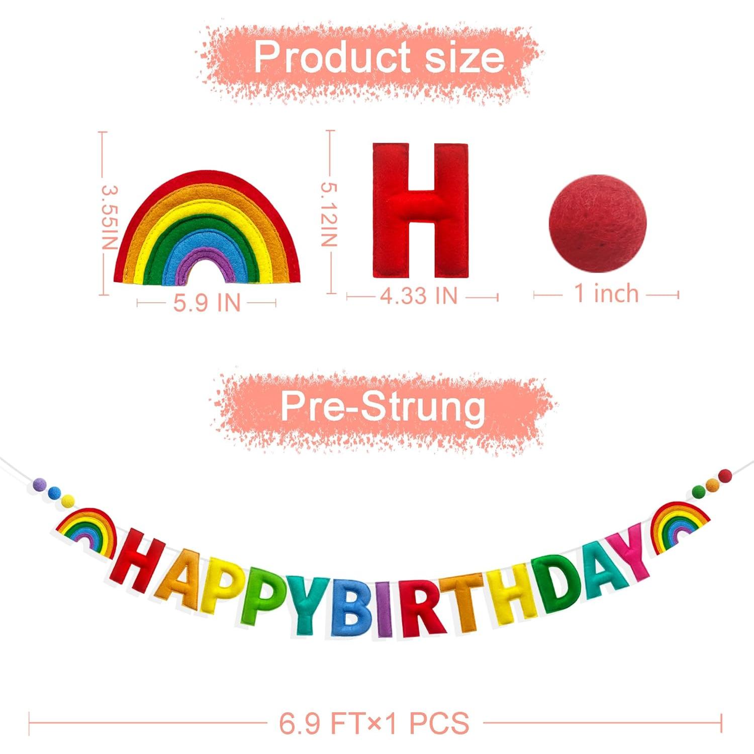 Banner Colorido de Feliz Cumpleaños Arcoíris Pinkblume 1.5m