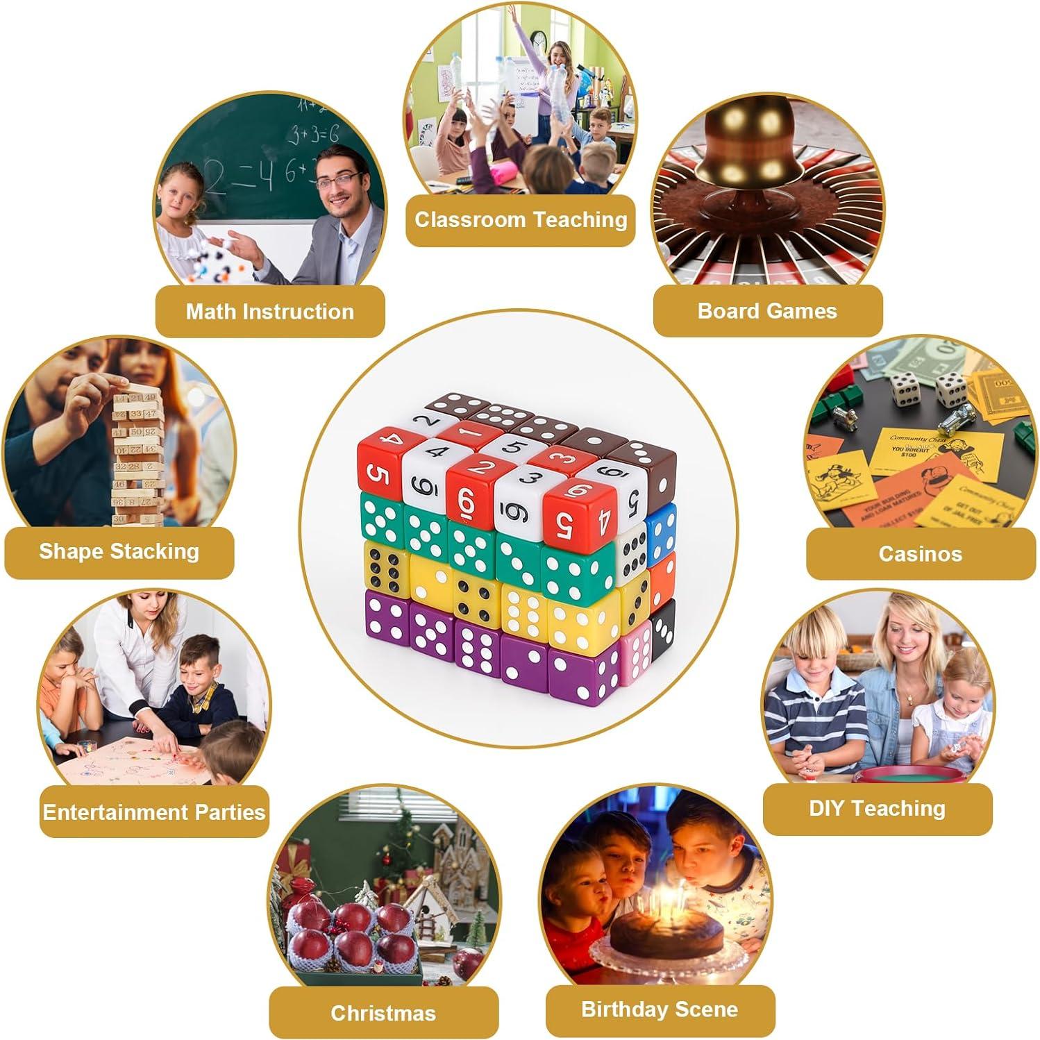 Juego de Dados de Colores Tuiasn 60 Piezas 16mm para Juegos