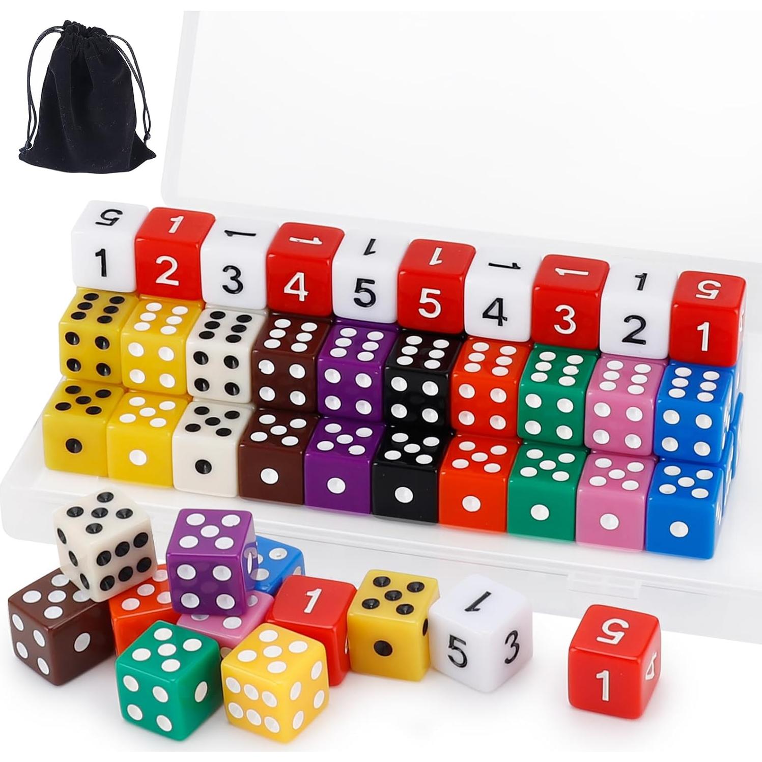 Juego de Dados de Colores Tuiasn 60 Piezas 16mm para Juegos