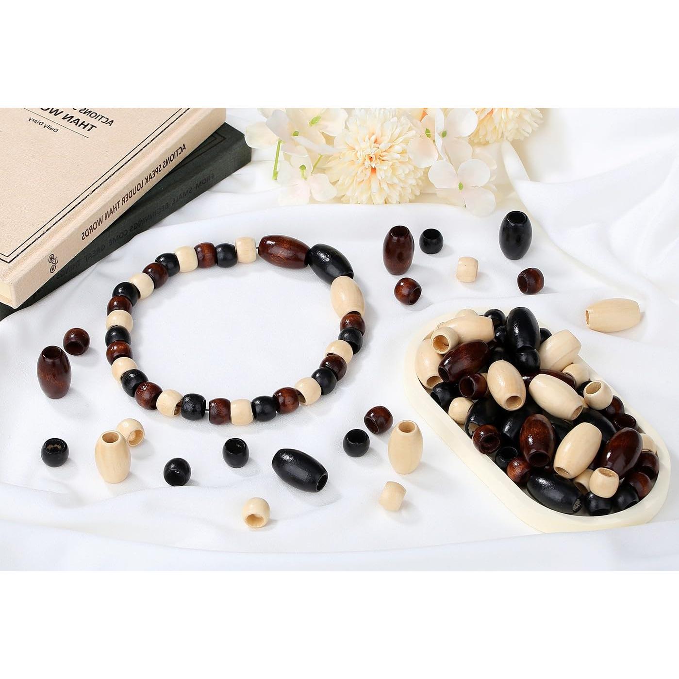 Perlas de Madera Natural LAIDANLA 135 Piezas 3 Colores