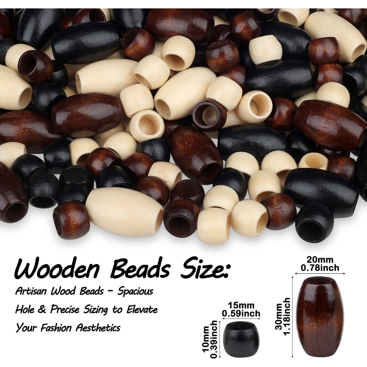 Perlas de Madera Natural LAIDANLA 135 Piezas 3 Colores