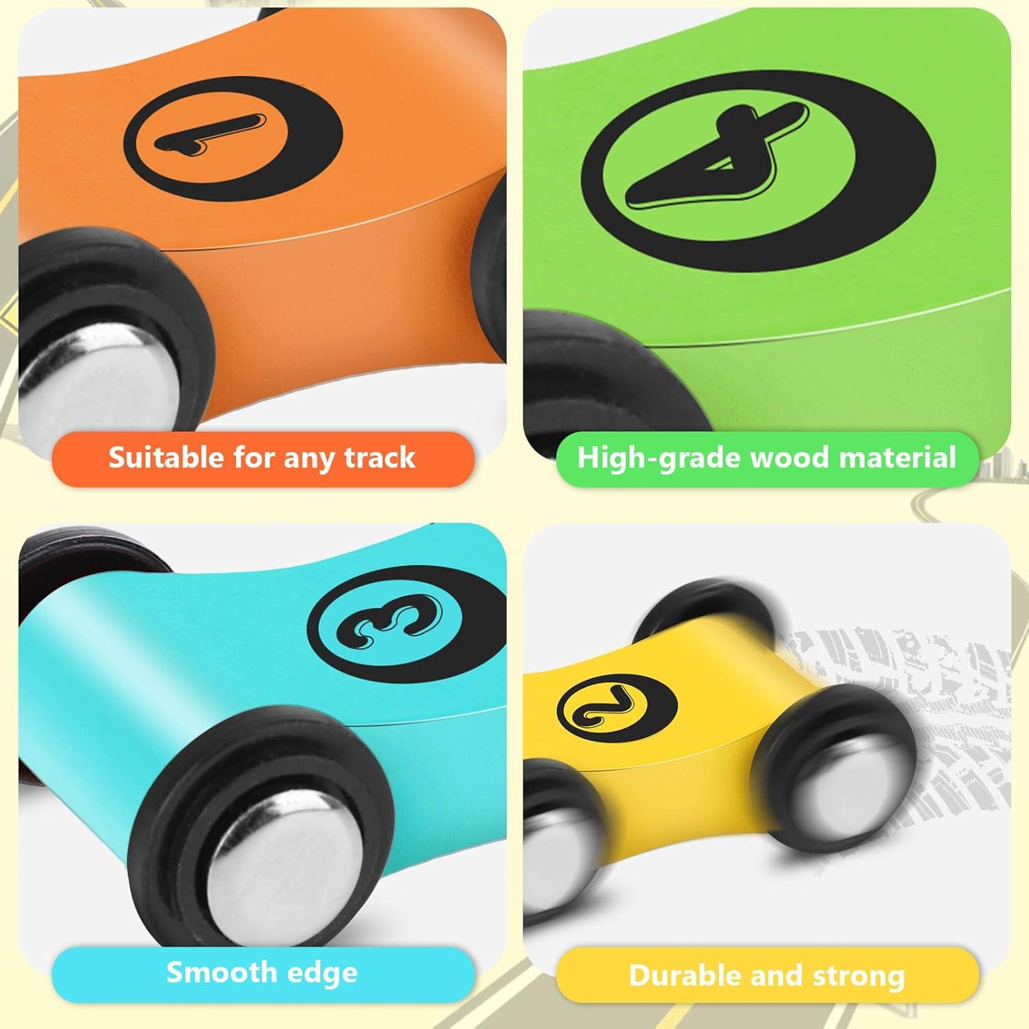 24 Coches de Madera Top Bright para Rampa - Juguete Infantil