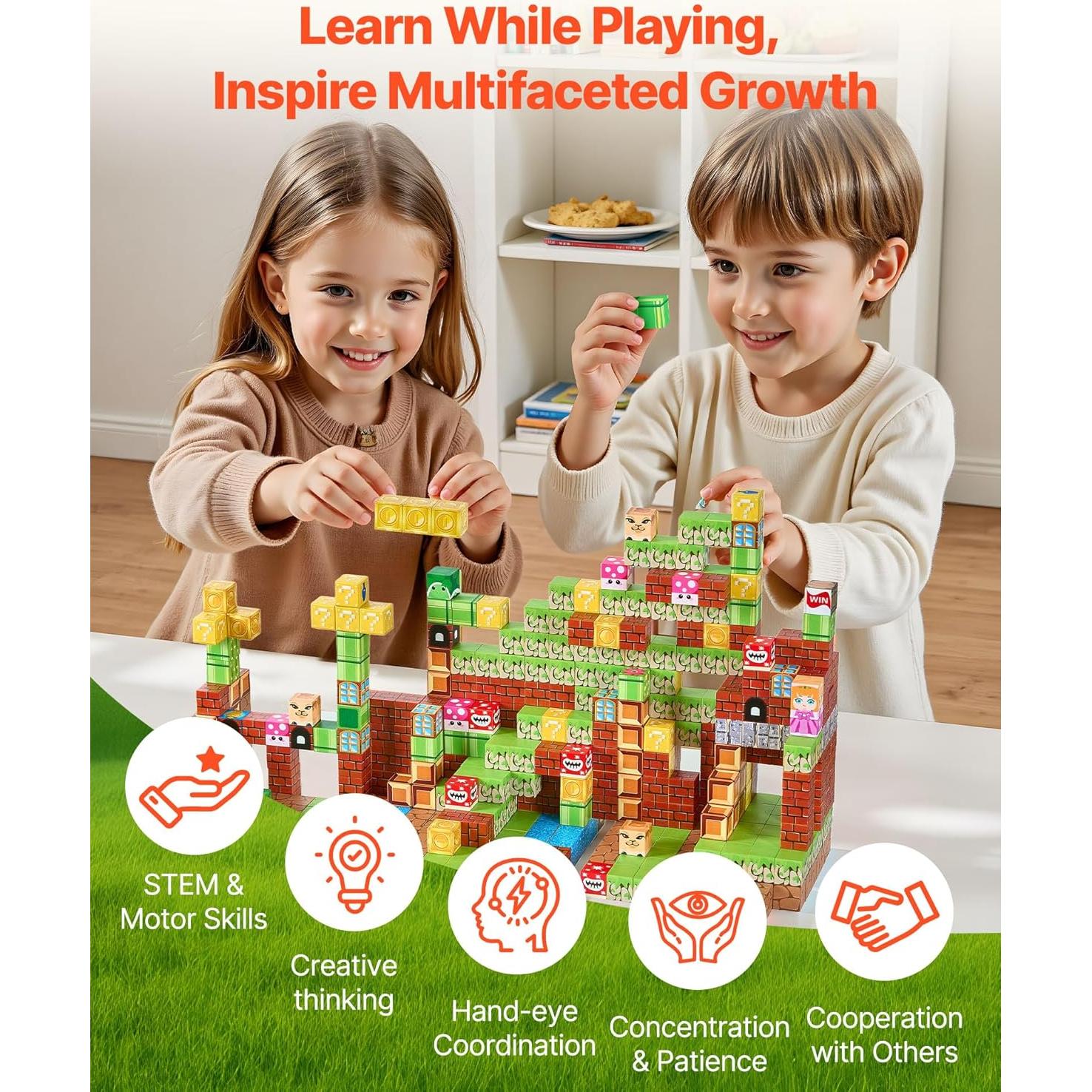 Bloques Magnéticos VEVOR 100 PCS Juguetes Montessori 3+ Años