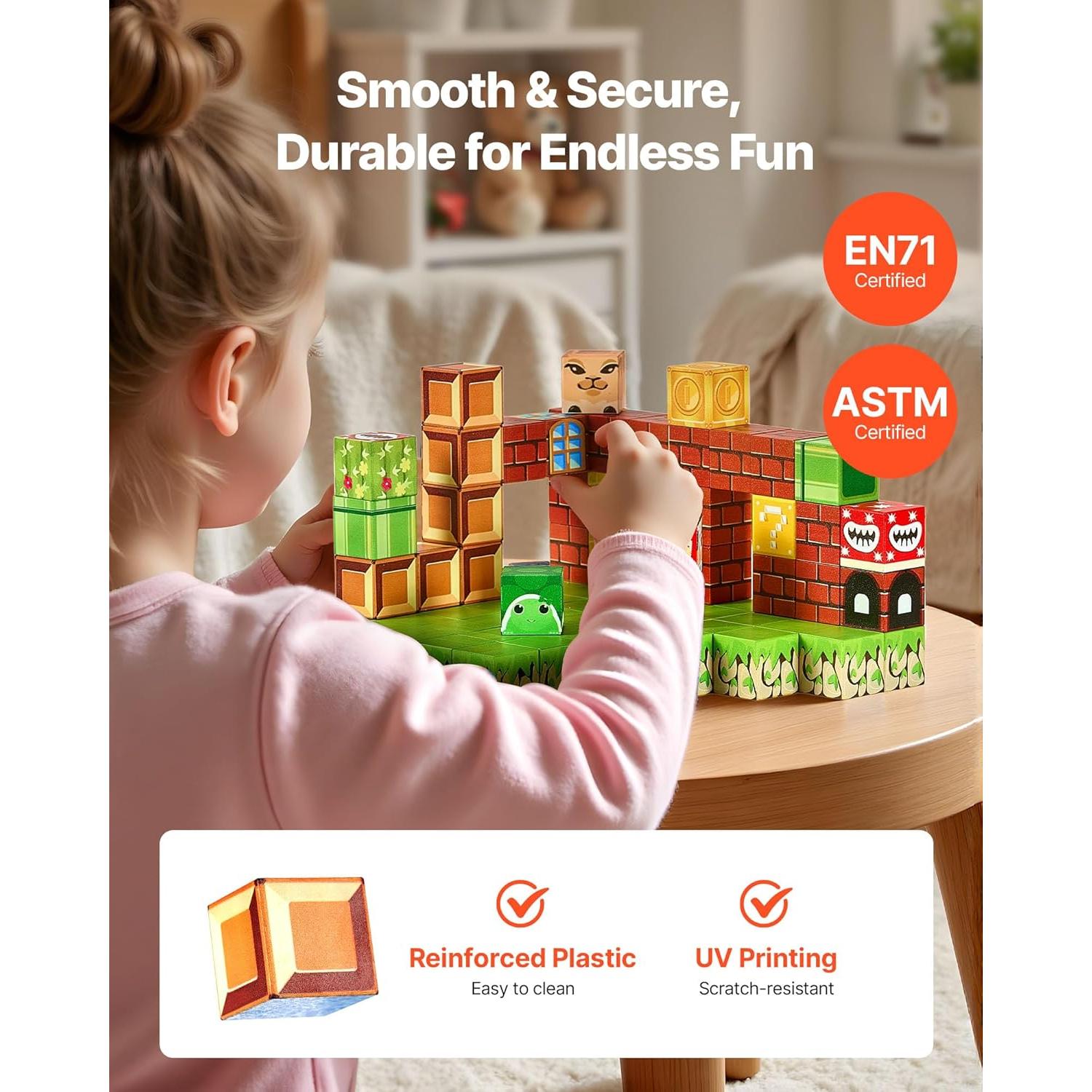 Bloques Magnéticos VEVOR 100 PCS Juguetes Montessori 3+ Años