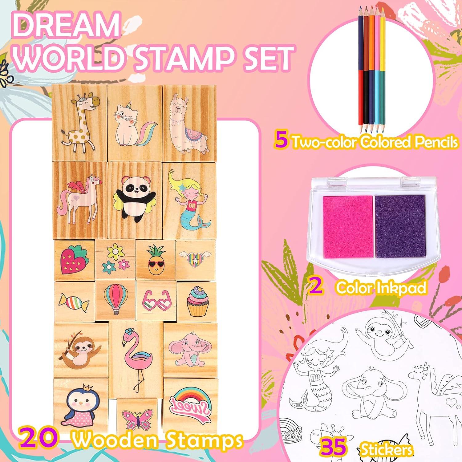 Set de Sellos de Madera YOYTOO Unicornio y Amigos 20 Piezas