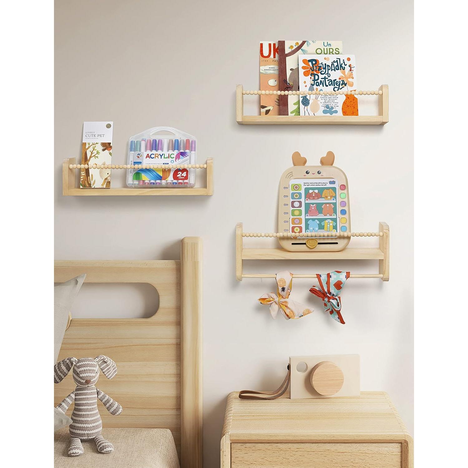 Estantes Flotantes de Madera Natural Maxpeuvon - Juego de 3