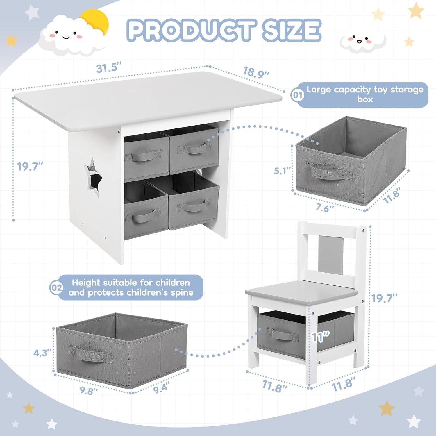 Conjunto de Mesa y Sillas para Niños Vilaxing con Almacenamiento