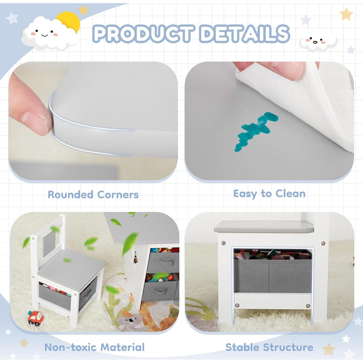 Conjunto de Mesa y Sillas para Niños Vilaxing con Almacenamiento