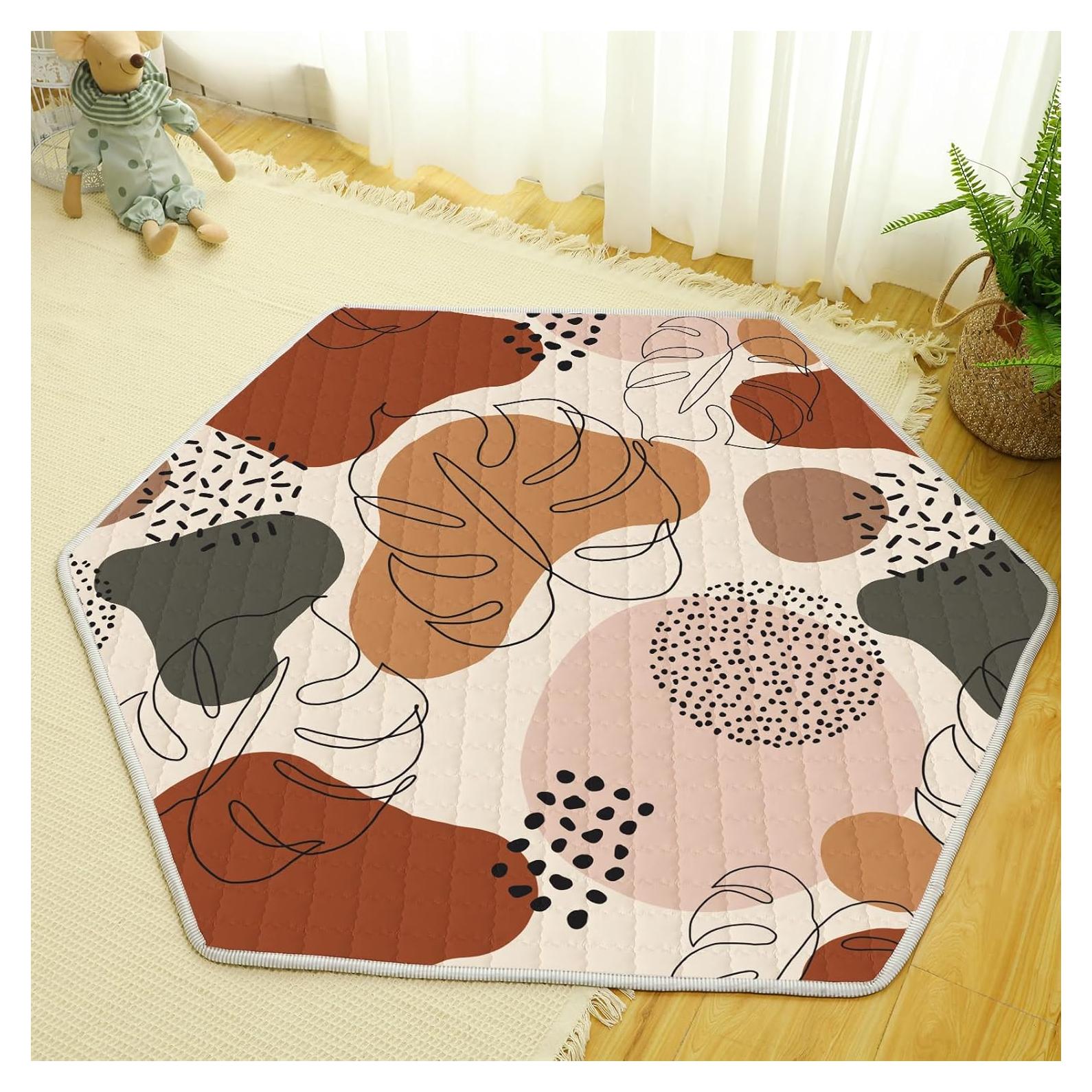 Alfombra de Juego Hexagonal Funtery Boho para Bebés 72x122 cm