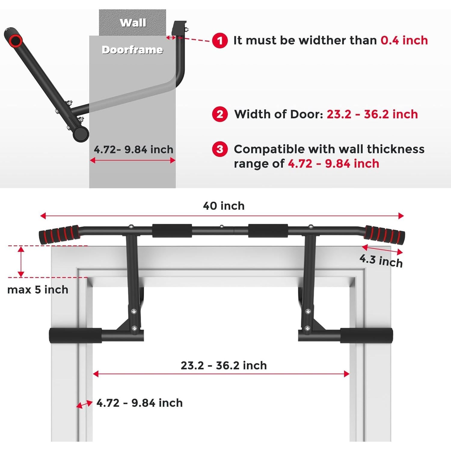 Barra de Dominadas ONETWOFIT OT049102-1 199.58 kg Negra