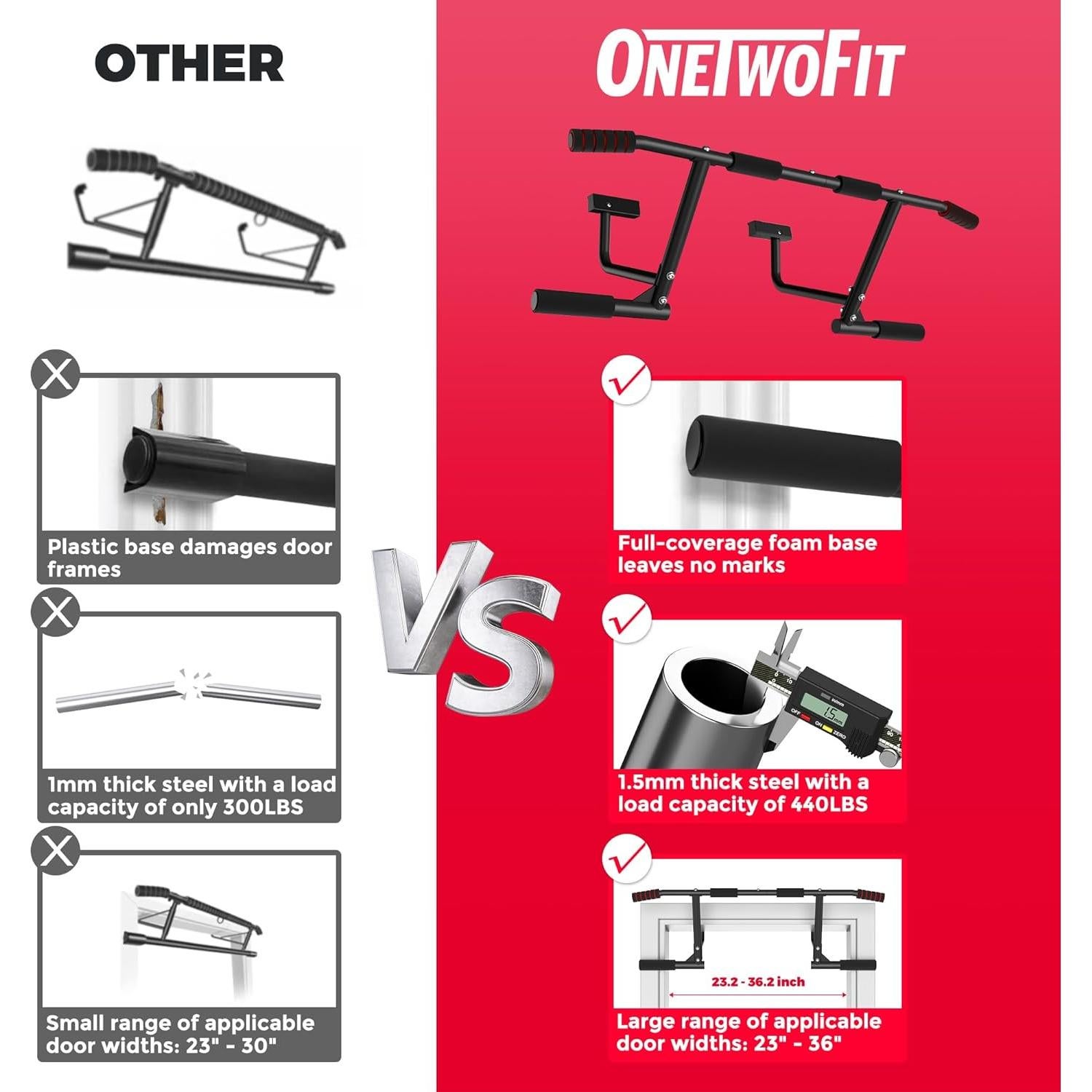 Barra de Dominadas ONETWOFIT OT049102-1 199.58 kg Negra