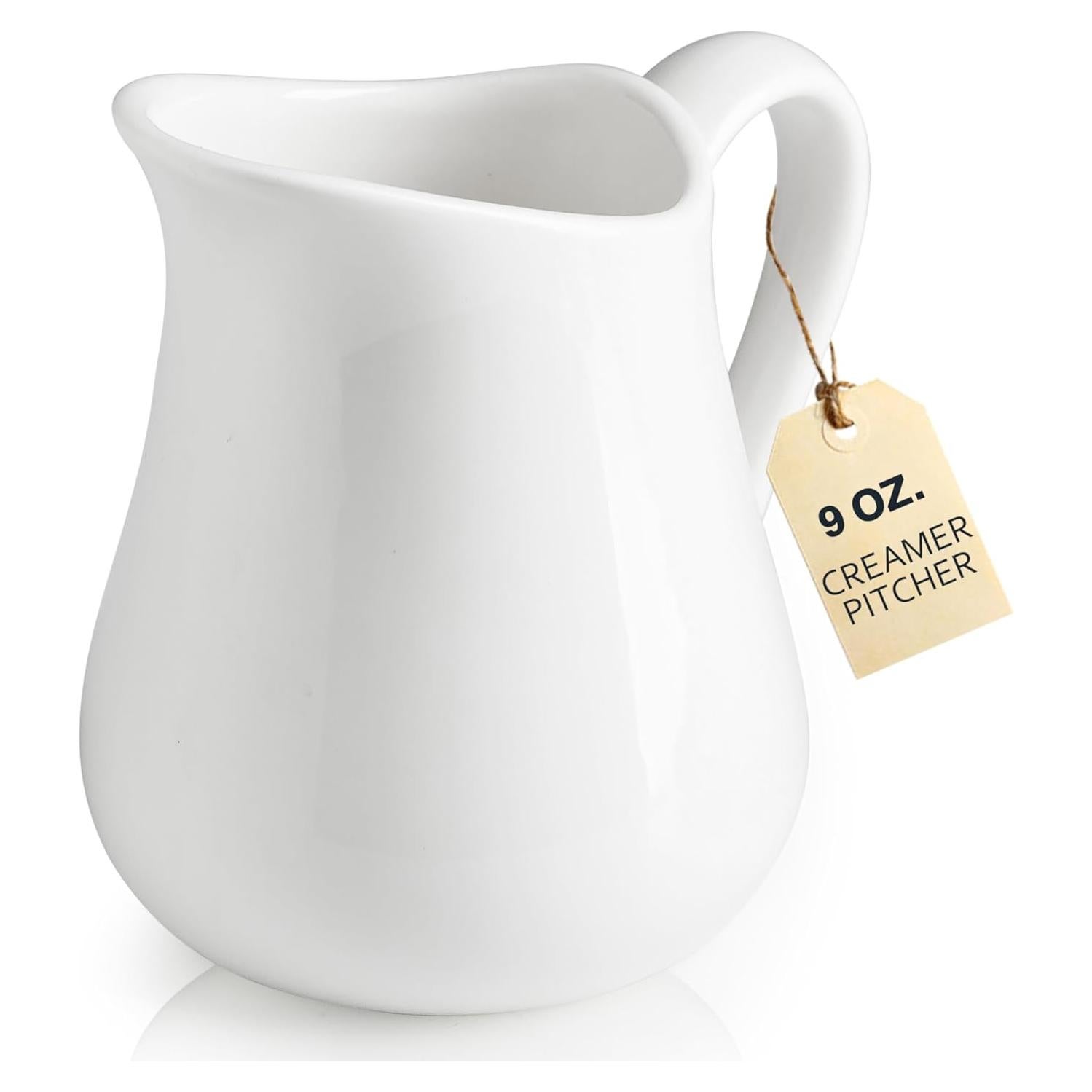 Jarra de Crema LYEOBOH 9 oz Cerámica Blanca Apta Microondas