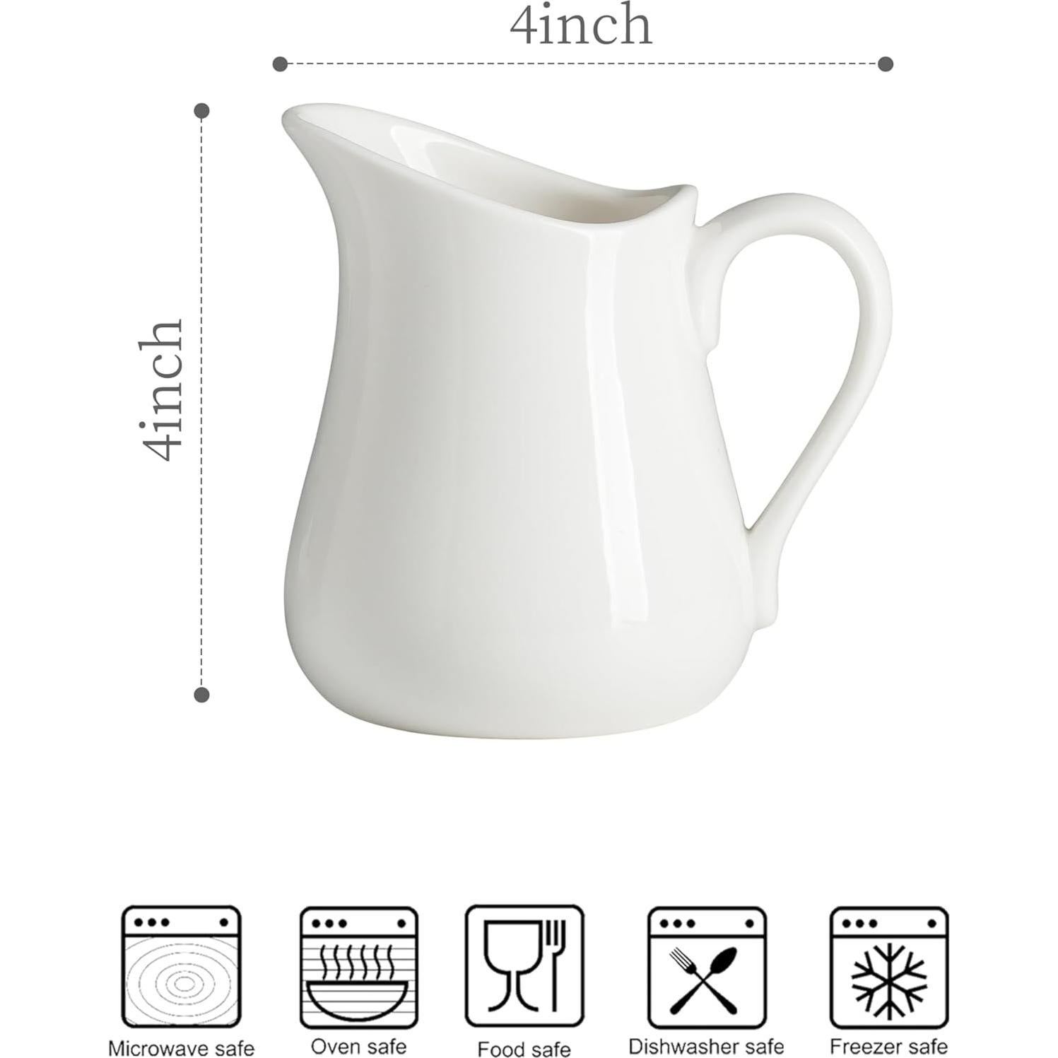 Jarra de Crema LYEOBOH 9 oz Cerámica Blanca Apta Microondas