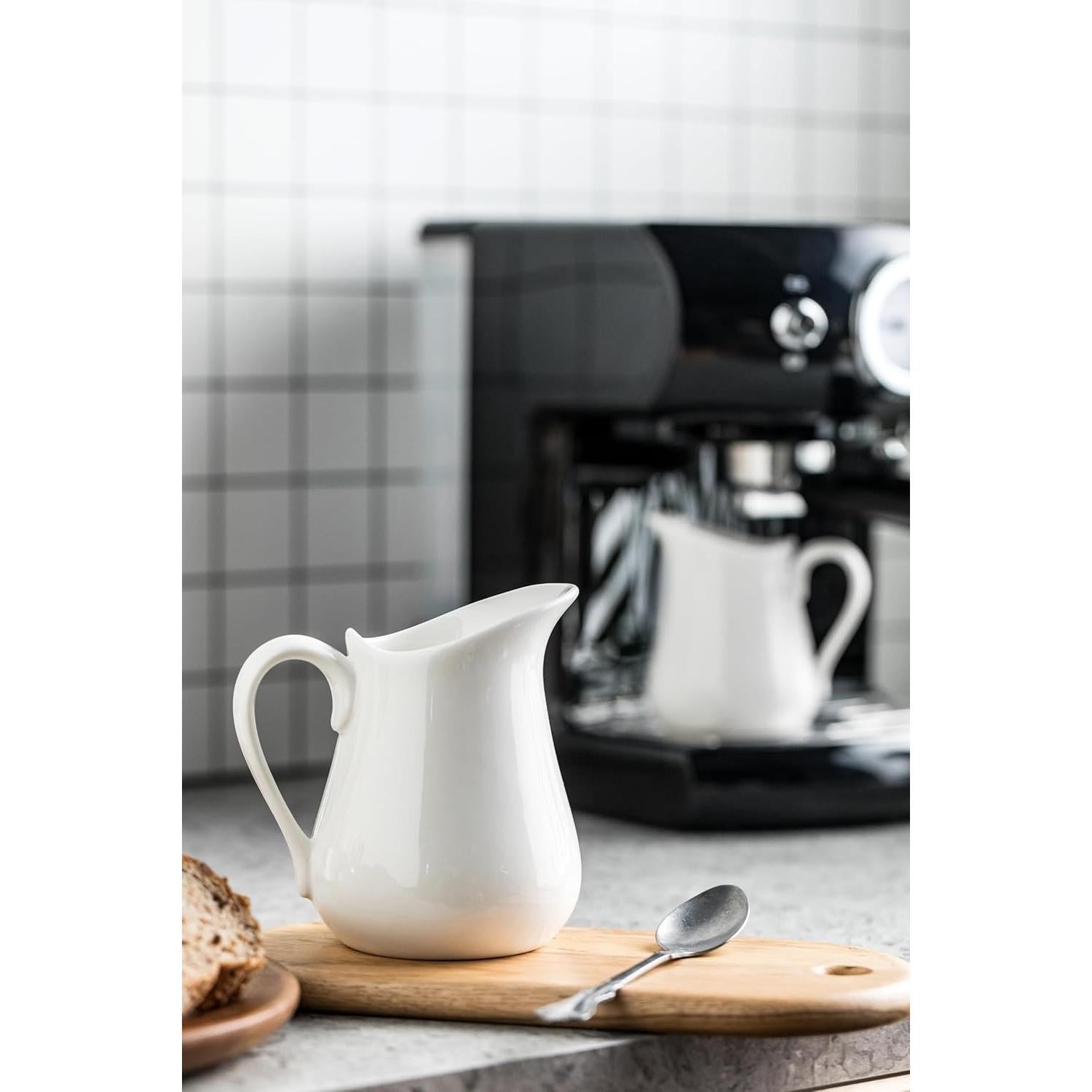 Jarra de Crema LYEOBOH 9 oz Cerámica Blanca Apta Microondas