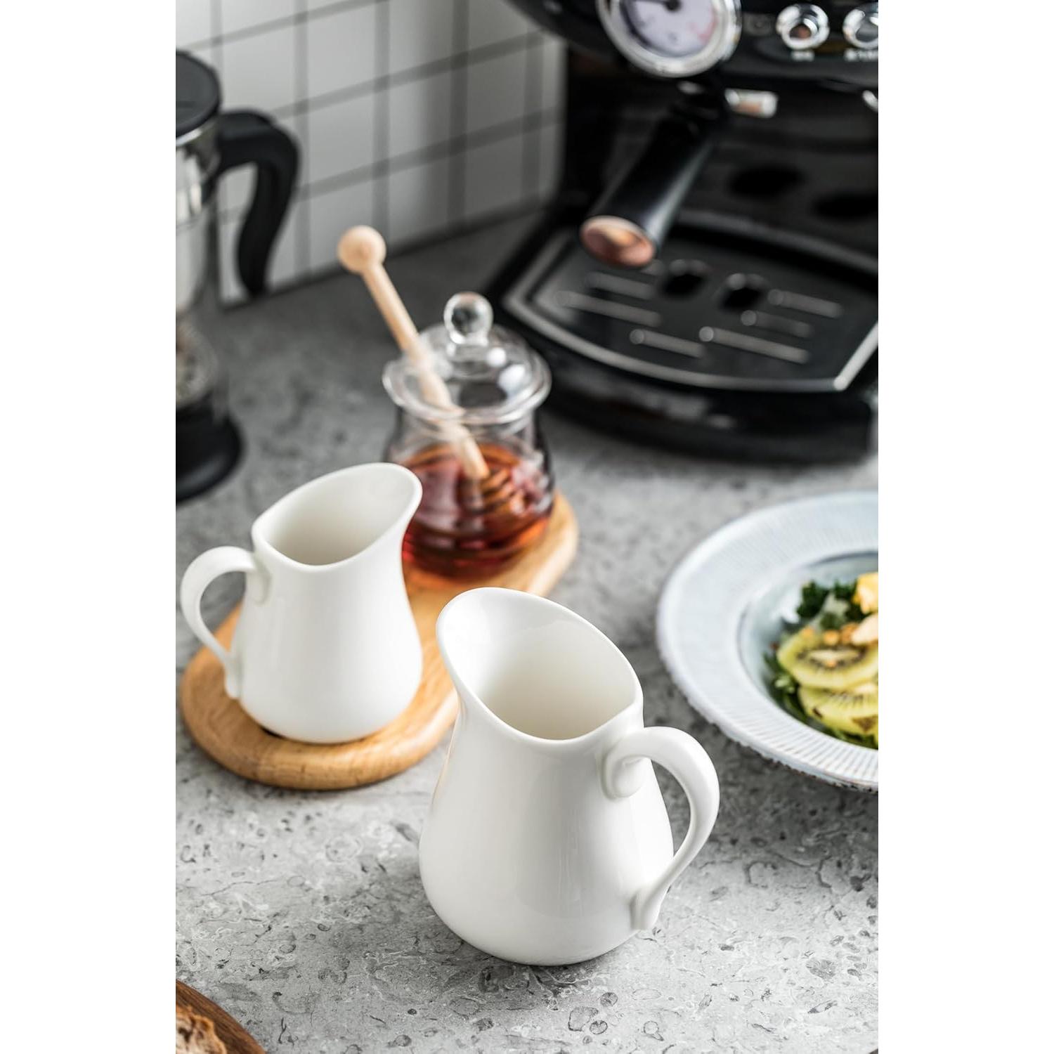 Jarra de Crema LYEOBOH 9 oz Cerámica Blanca Apta Microondas