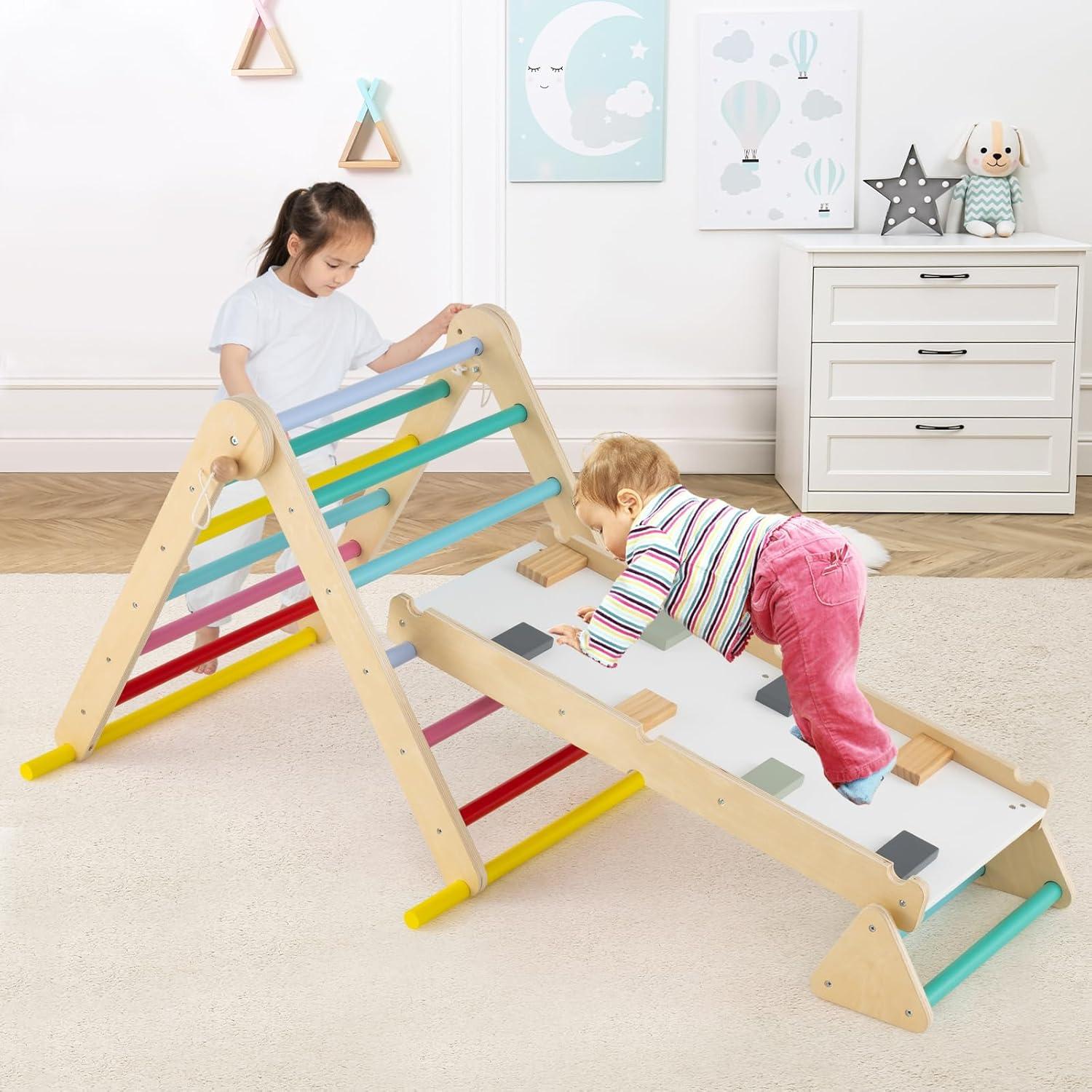 Conjunto de Escalada Pikler Olakids 7 en 1 Madera Colorido