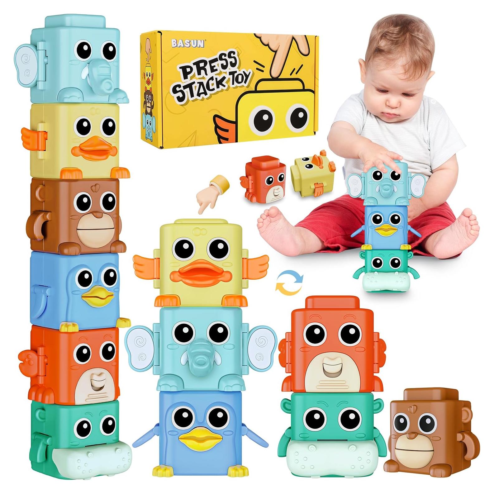 Juego de Juguetes Apilables BASUN 6 en 1 para Bebés 18+ Meses