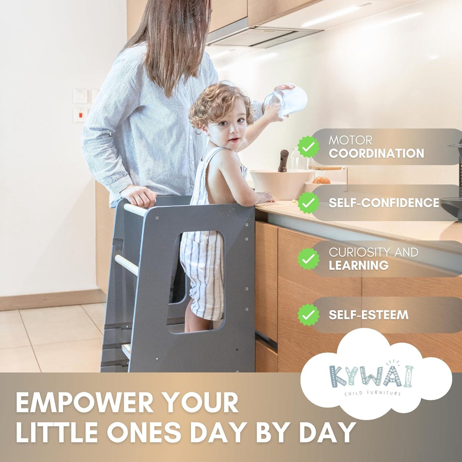 Taburete de Cocina para Niños KYWAI Ajustable Antivuelco